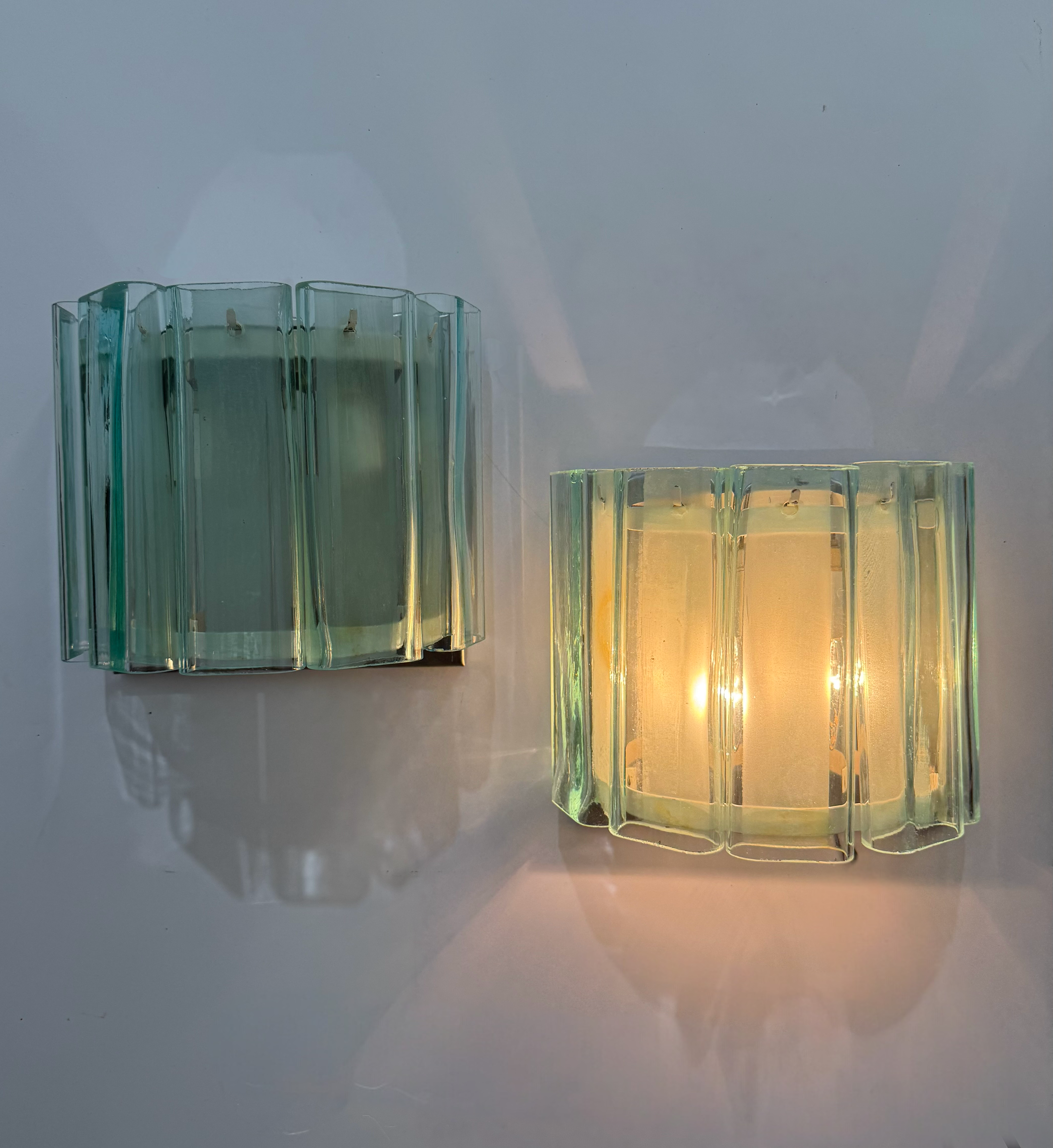 Pair of Murano Glass Fontana Arte Style Wall Lights