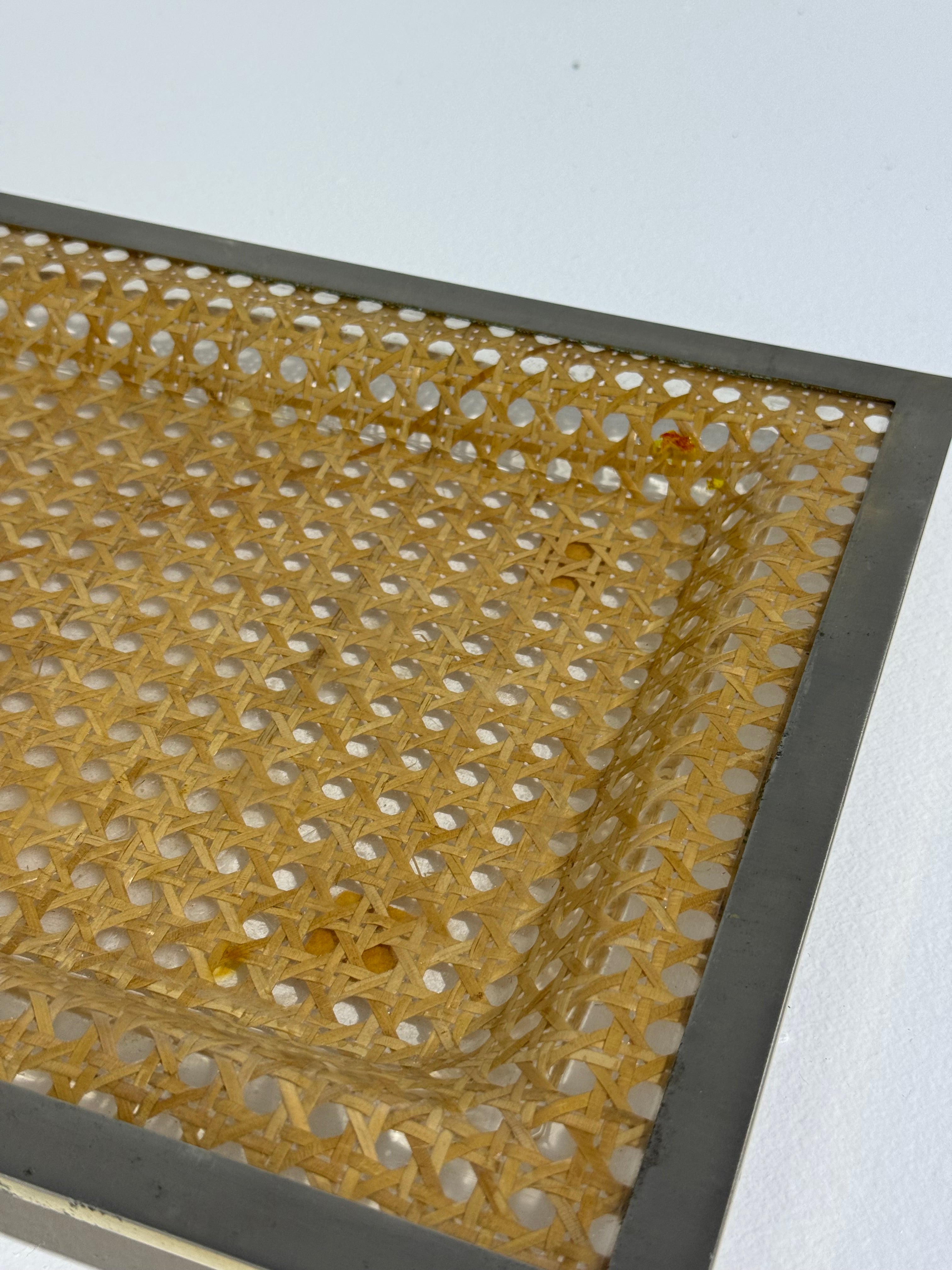 Italian Perspex & Rattan Tray