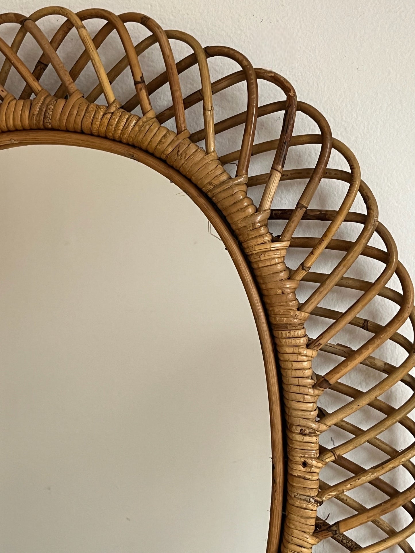 Vintage Italian Bamboo Mirror by Bonacina