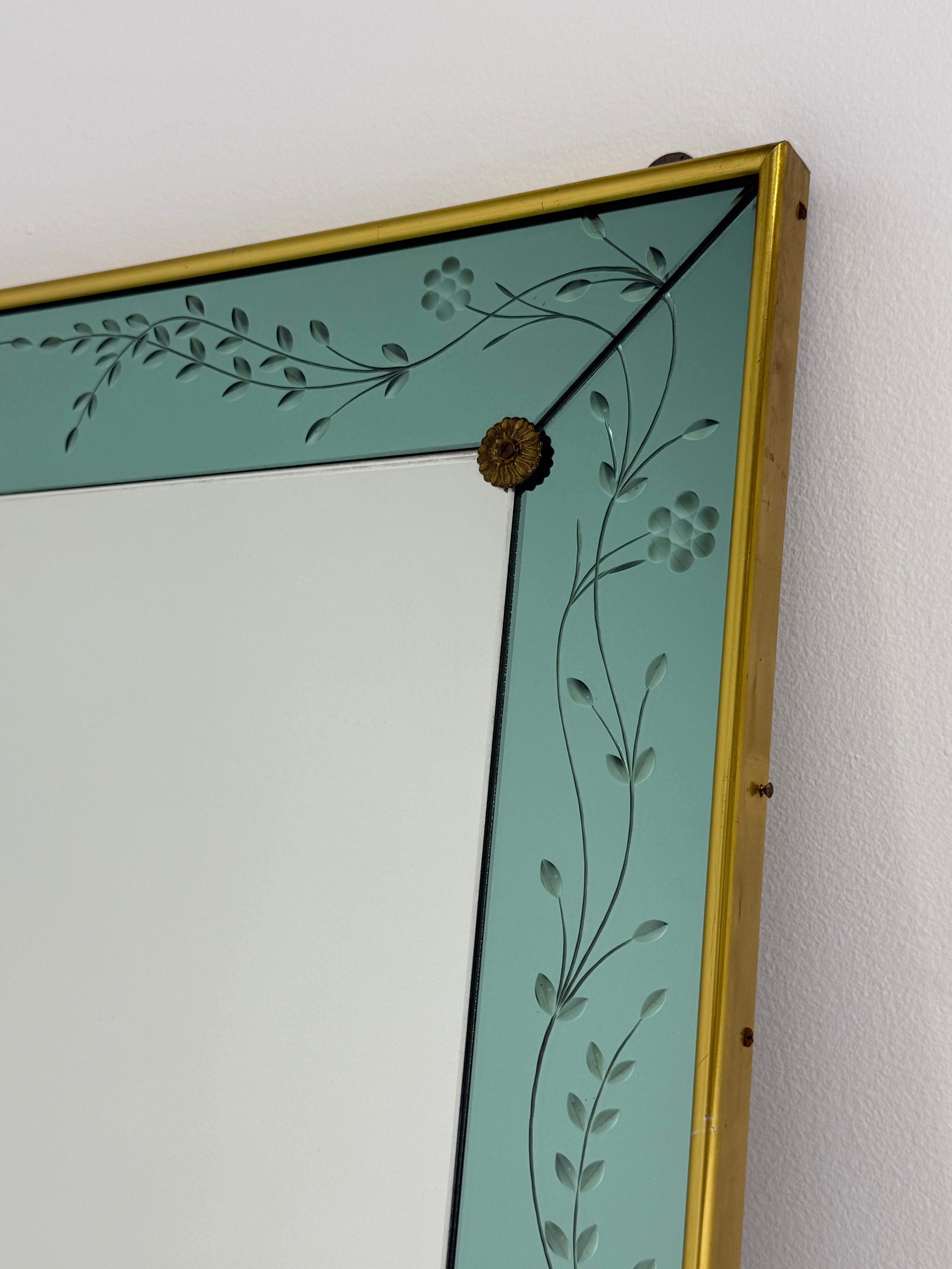Italian Etched Glass Mirror by Cristal Arte