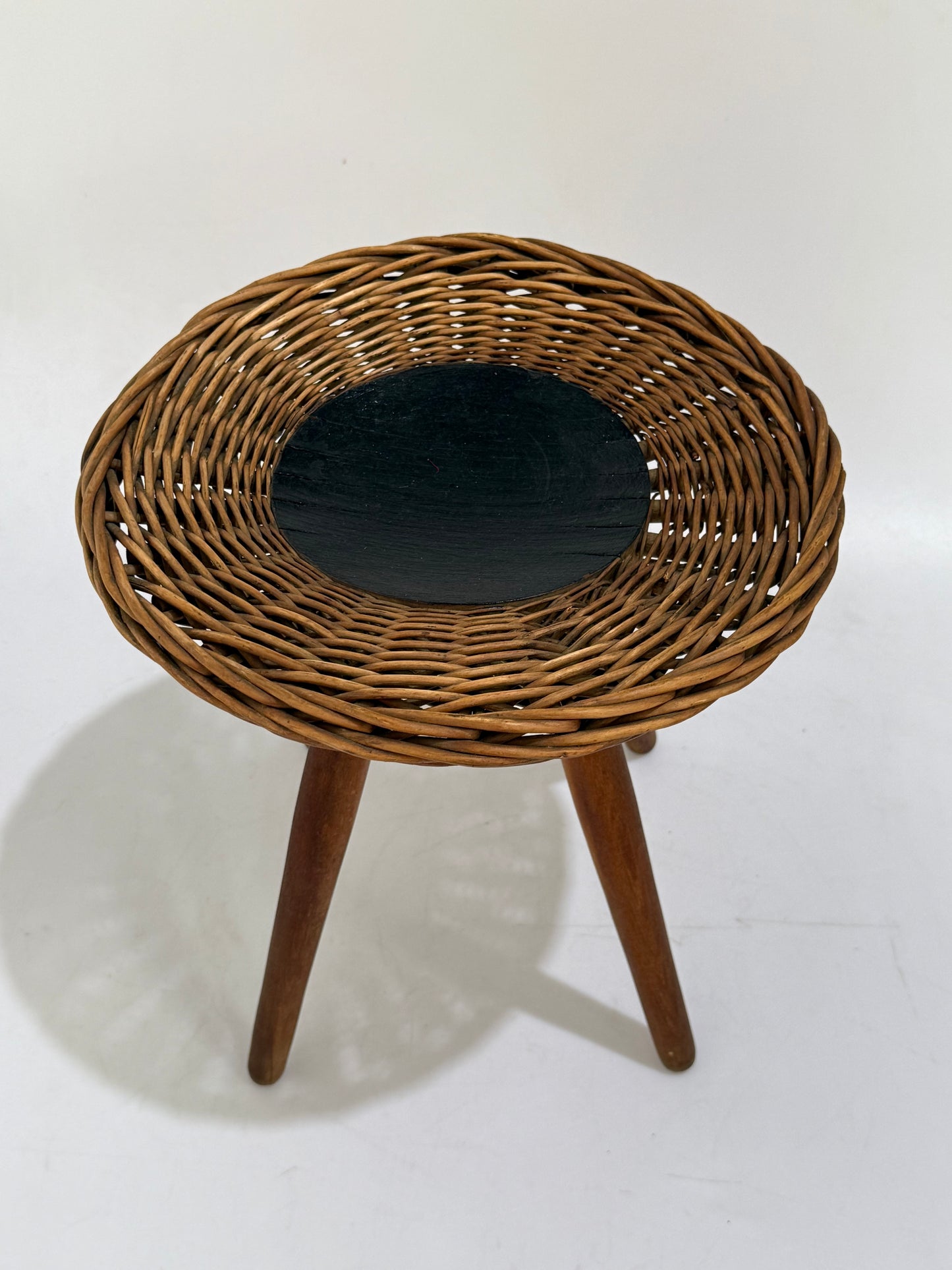 Vintage Wicker Stool by Jan Kalous