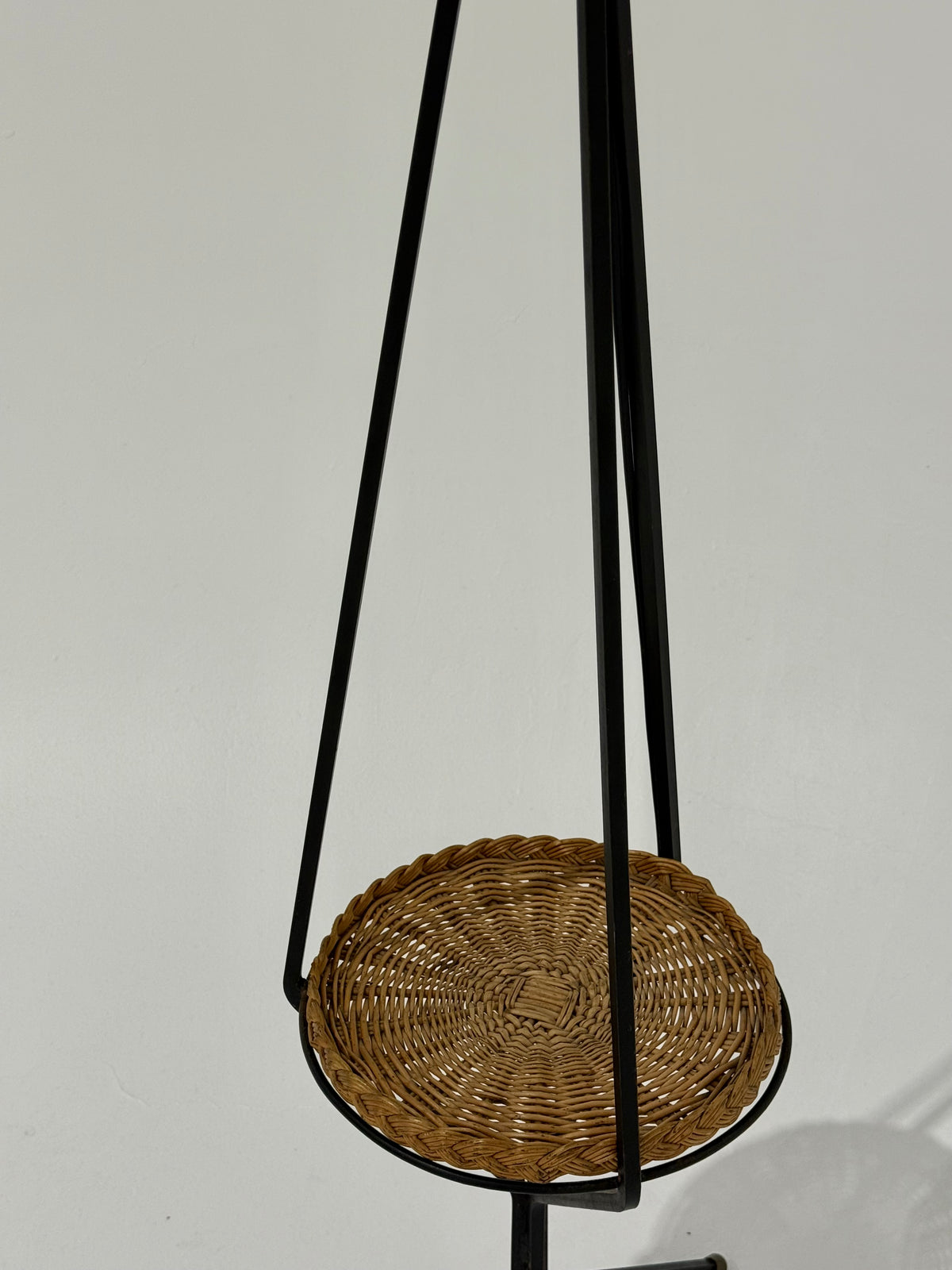 Vintage French Iron & Wicker Floor Lamp