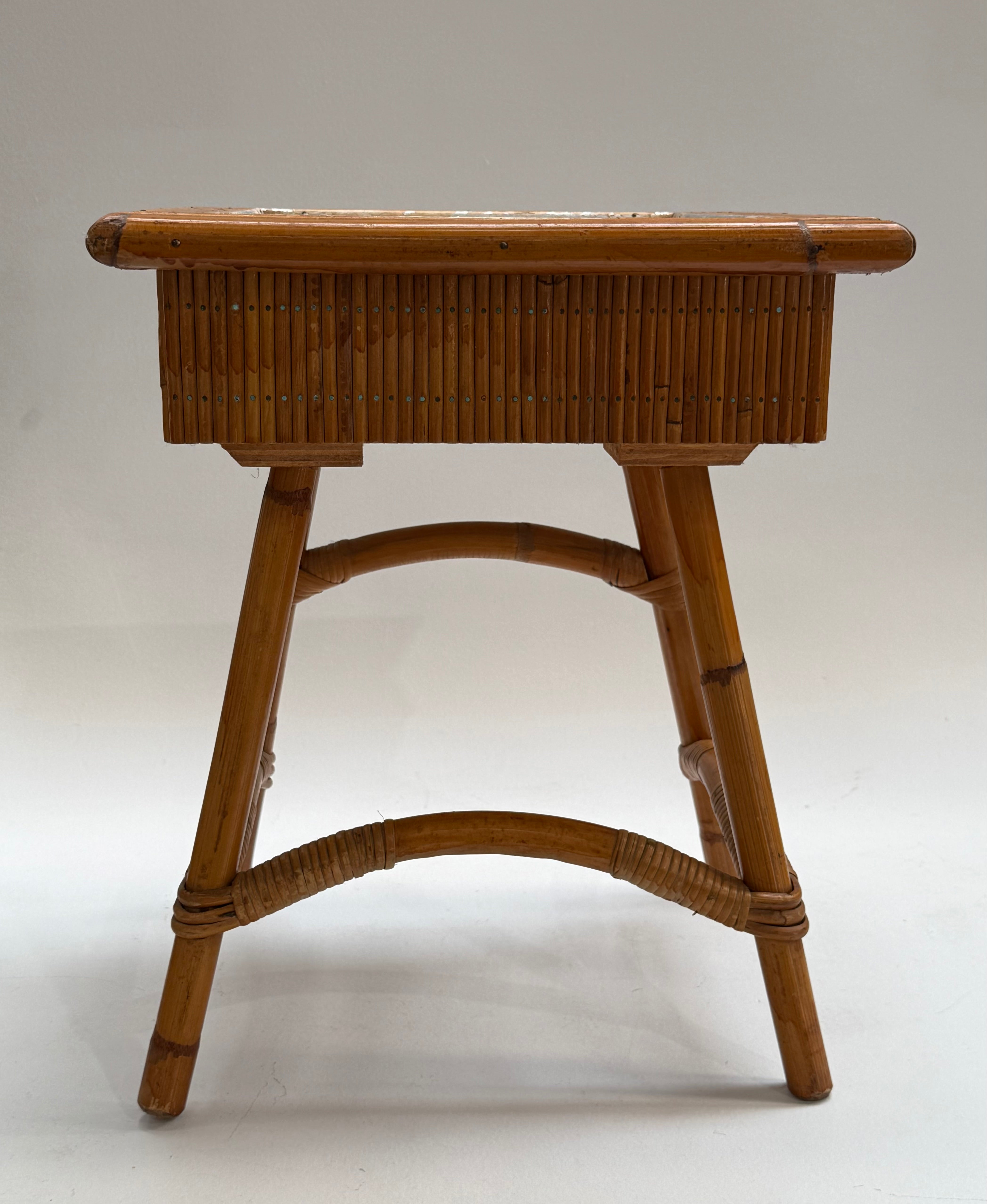 French Bamboo Bedside Table by Audoux Minet