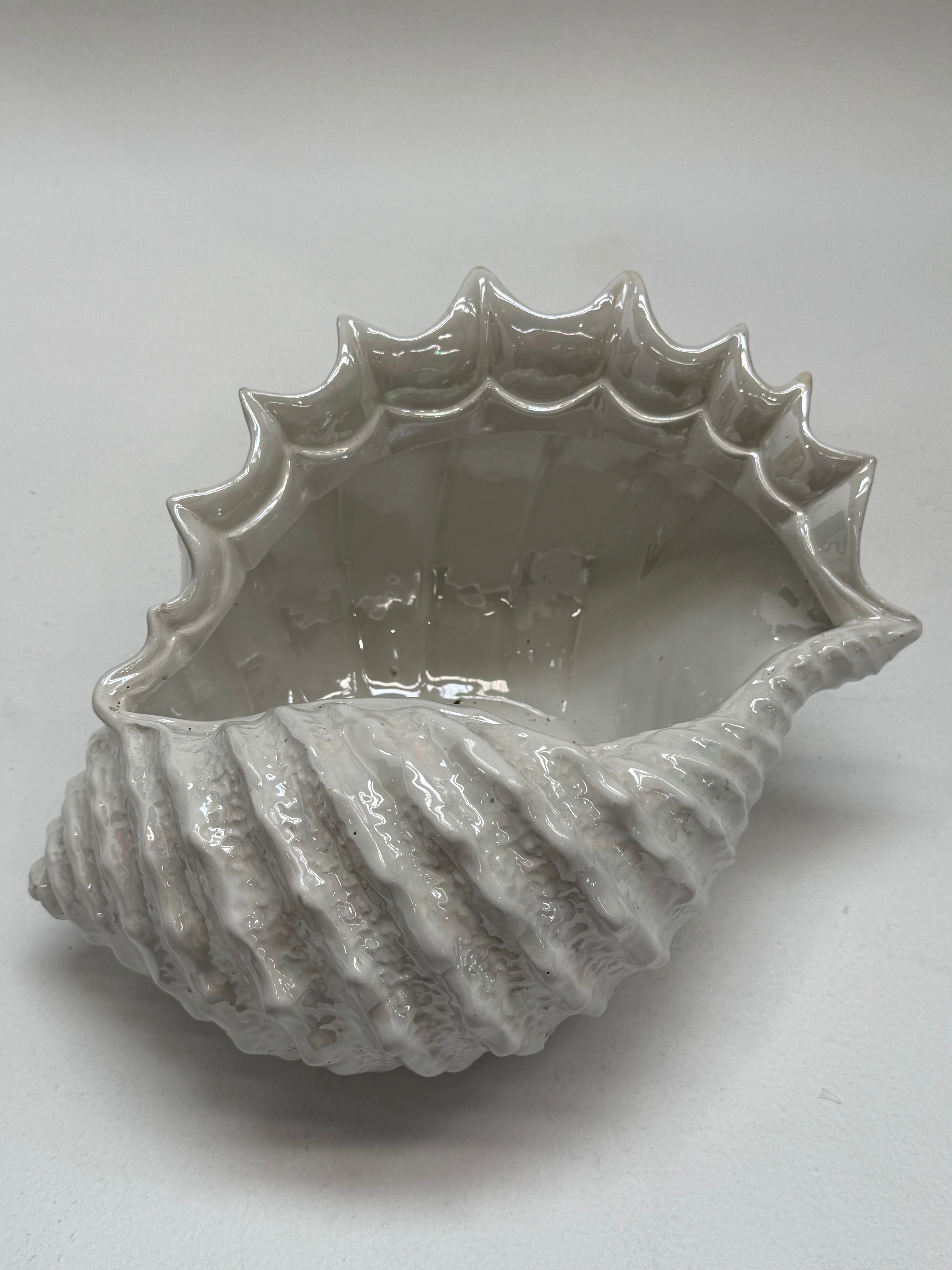 Large Italian Ceramic Shell Vase