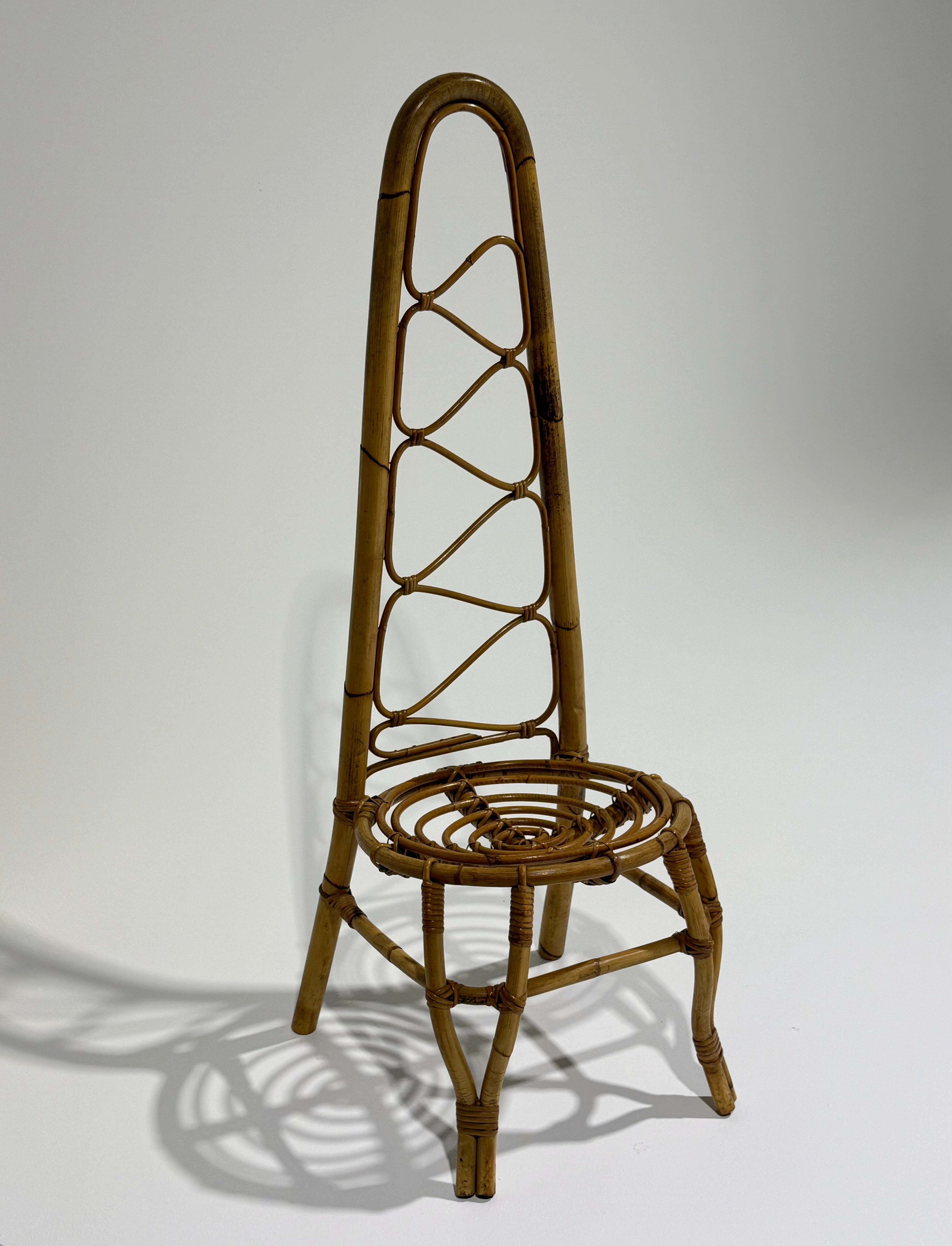 Italian Bamboo High Back Chair by Bonacina