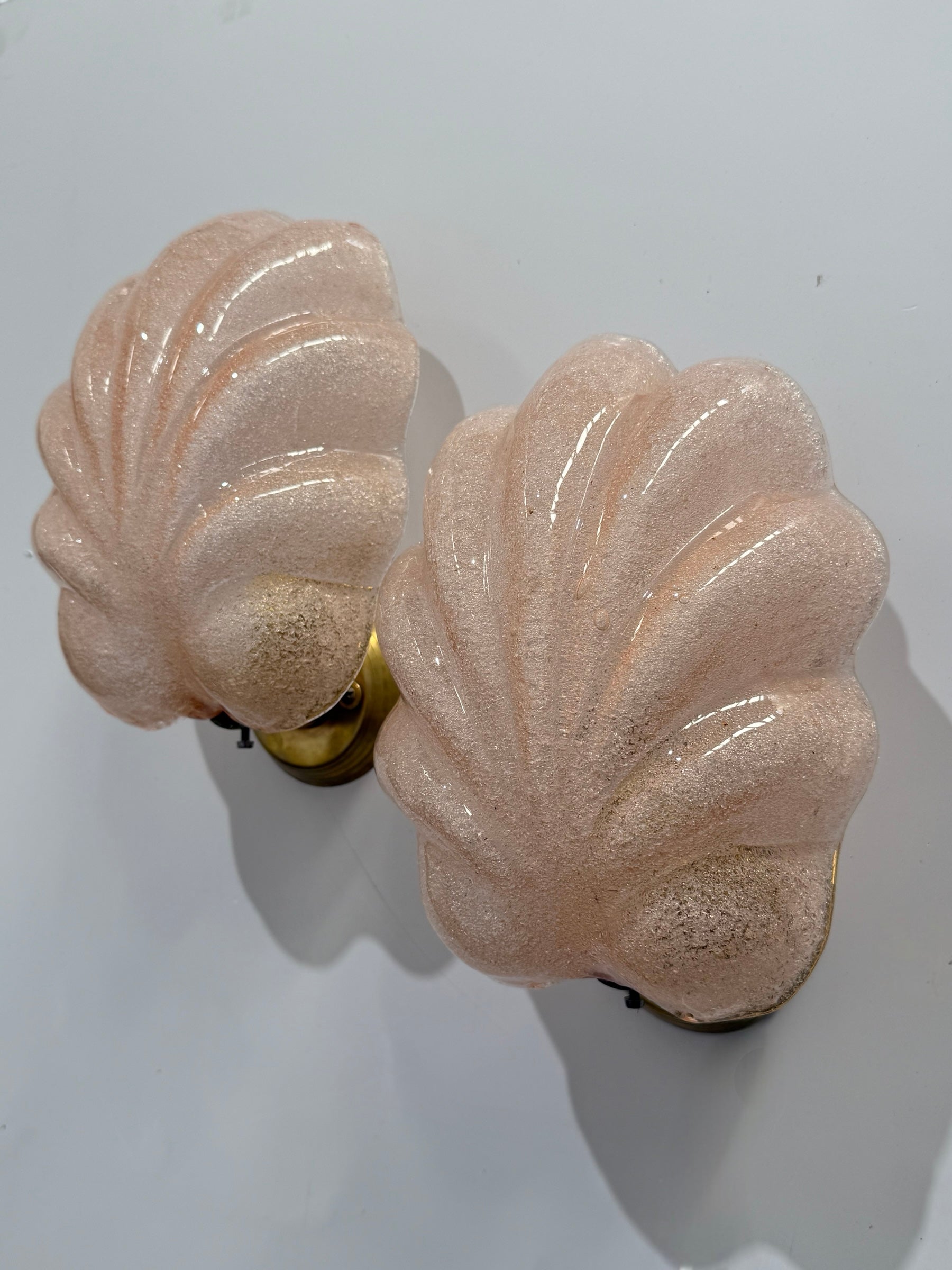 Pair of Murano Glass Shell Wall Lights