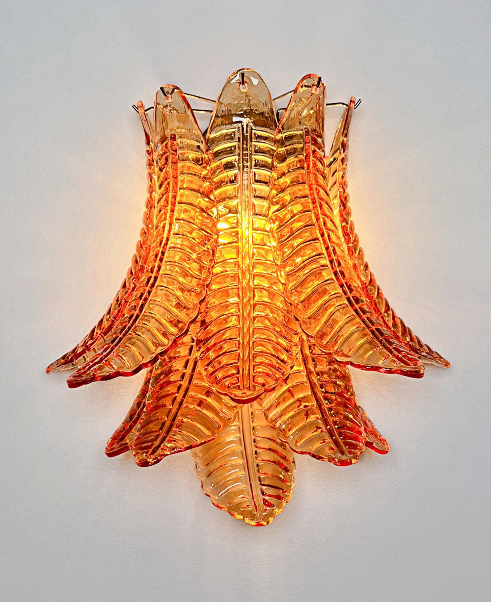 Pair of Amber Murano Glass Wall Lights
