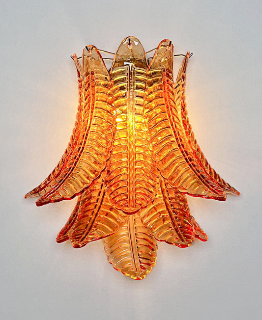 Pair of Amber Murano Glass Wall Lights