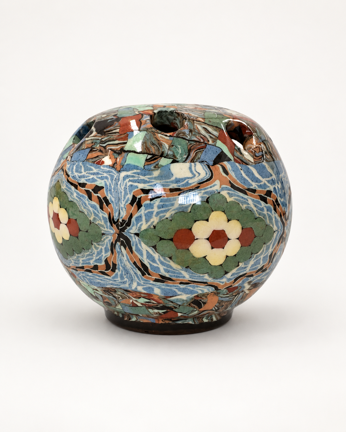 French Mosaic Ceramic Bud Vase by Jean Gerbino