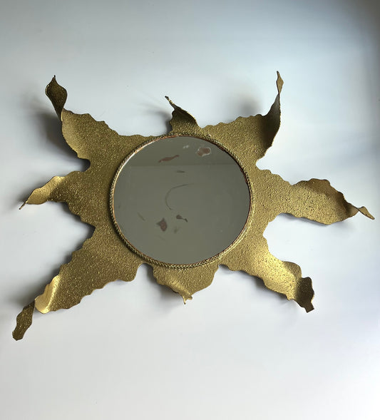 French Brutalist Sunburst Mirror