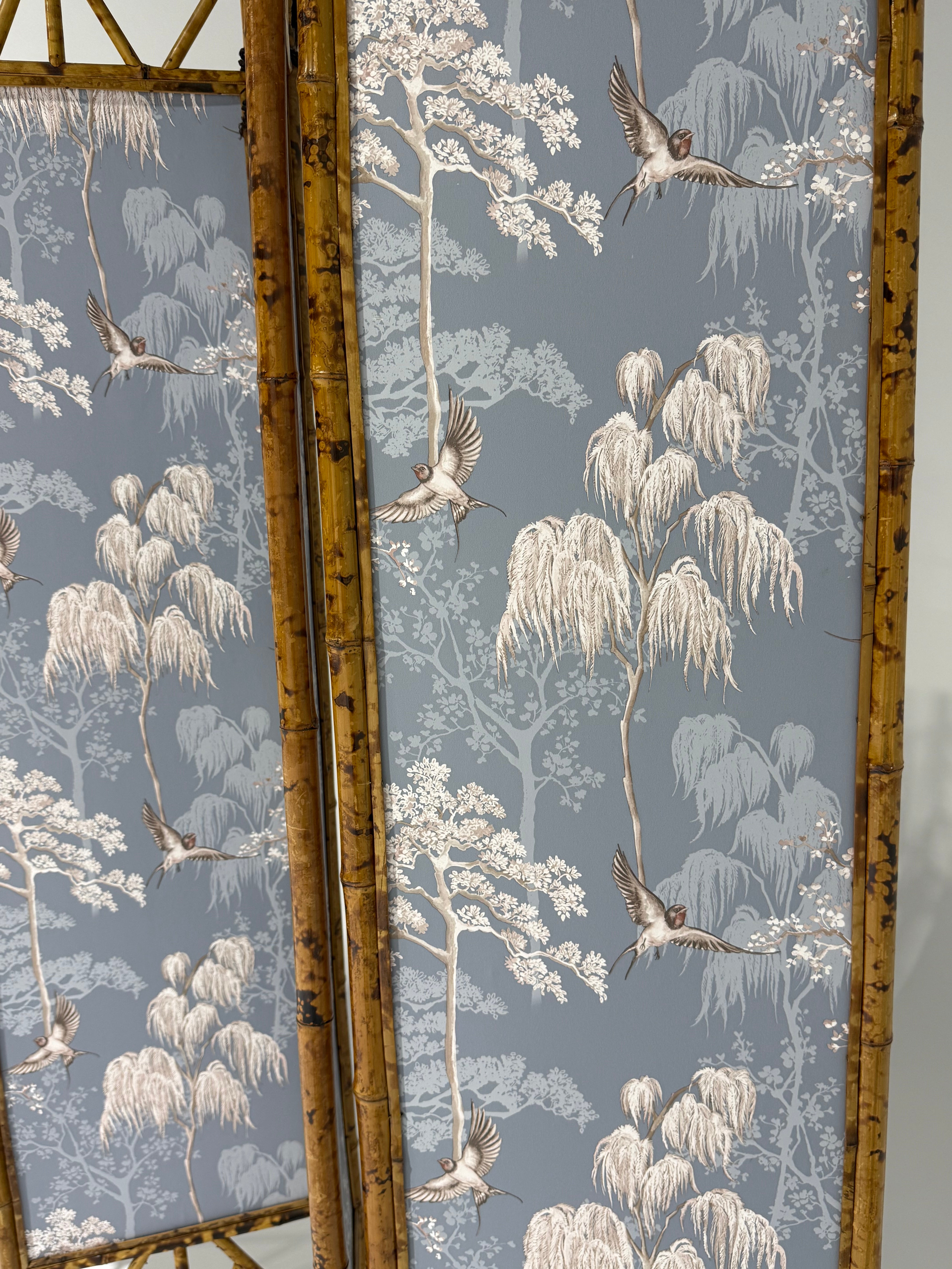 Vintage Bamboo Folding Screen