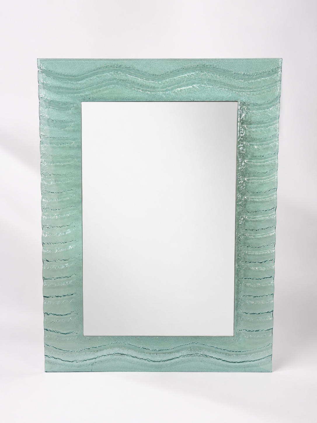 Vintage Green Moulded Glass Mirror - Two Available