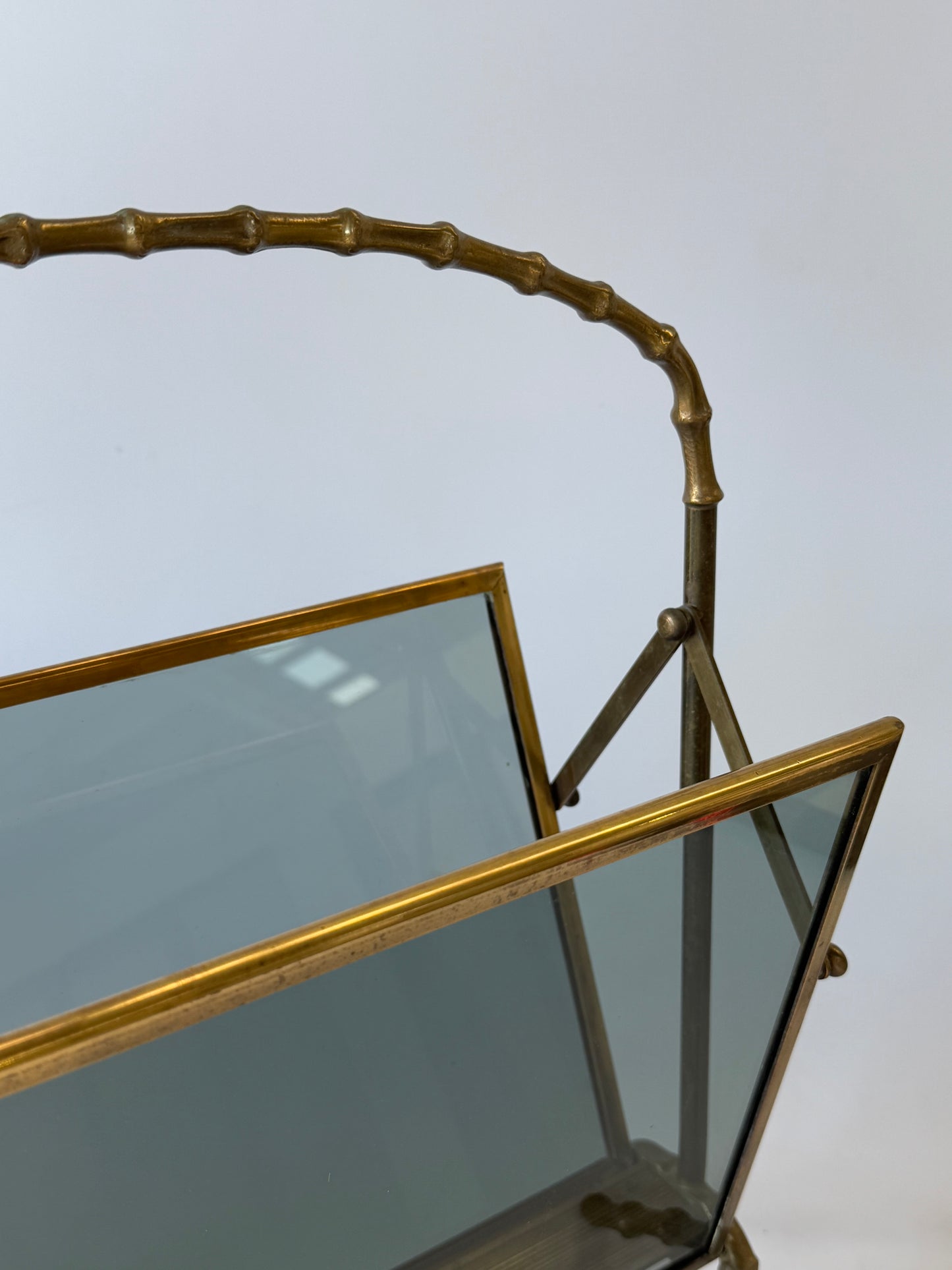 Brass Faux-Bamboo Magazine Rack by
Maison Baguès