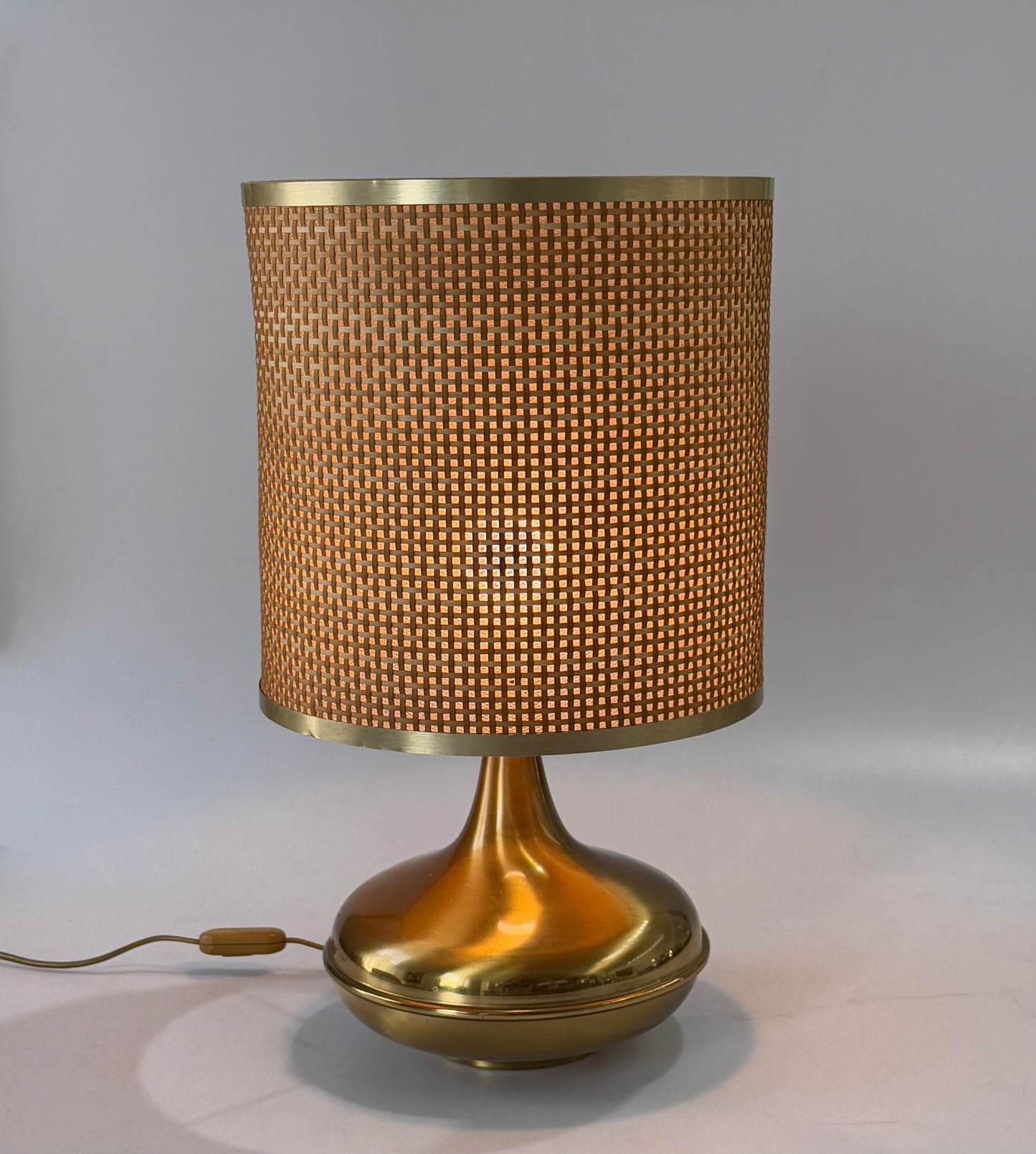 Vintage Italian Brass and Rattan Lamp