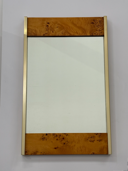 Italian Briar Wood & Brass  Mirror