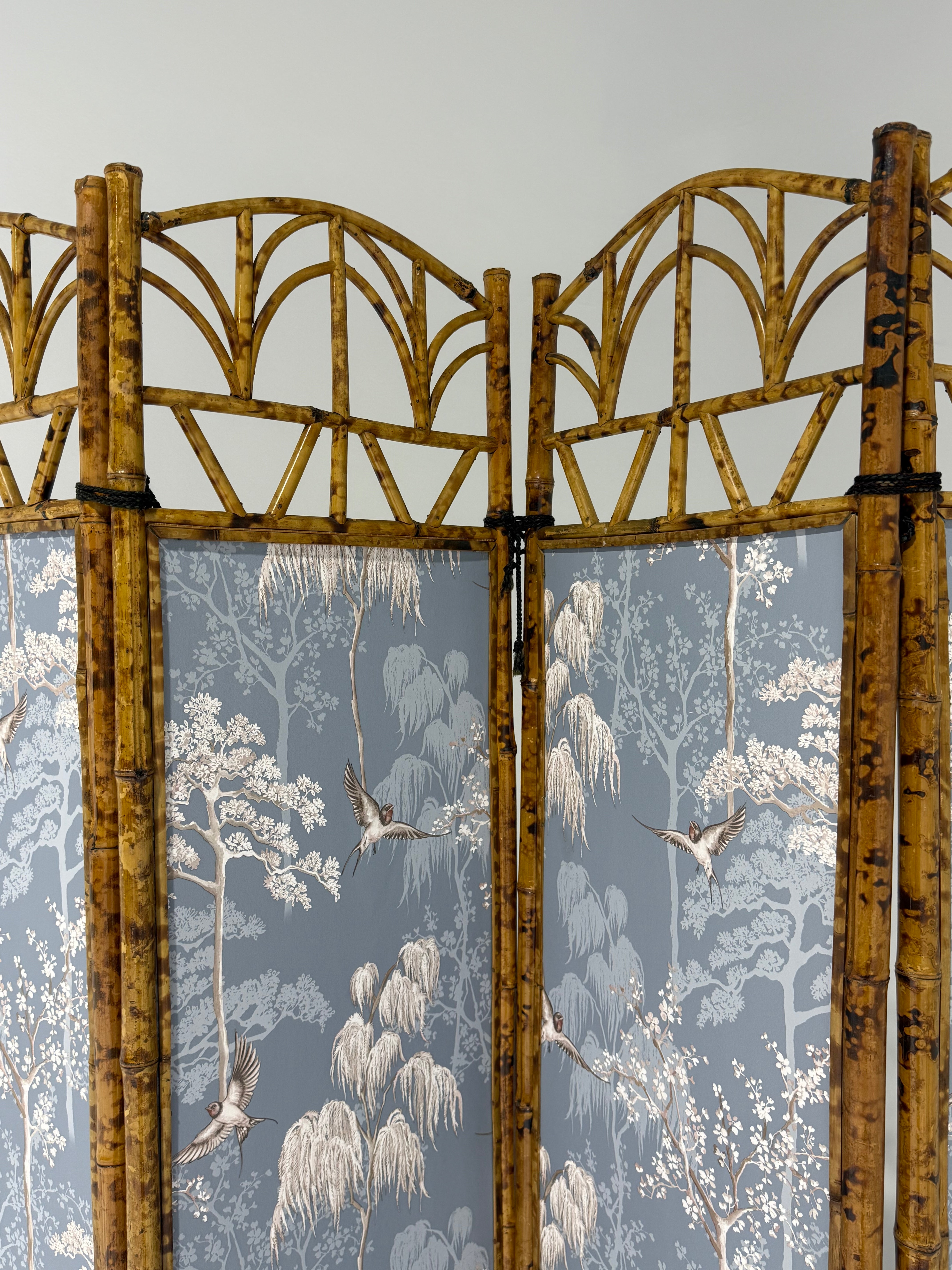 Vintage Bamboo Folding Screen
