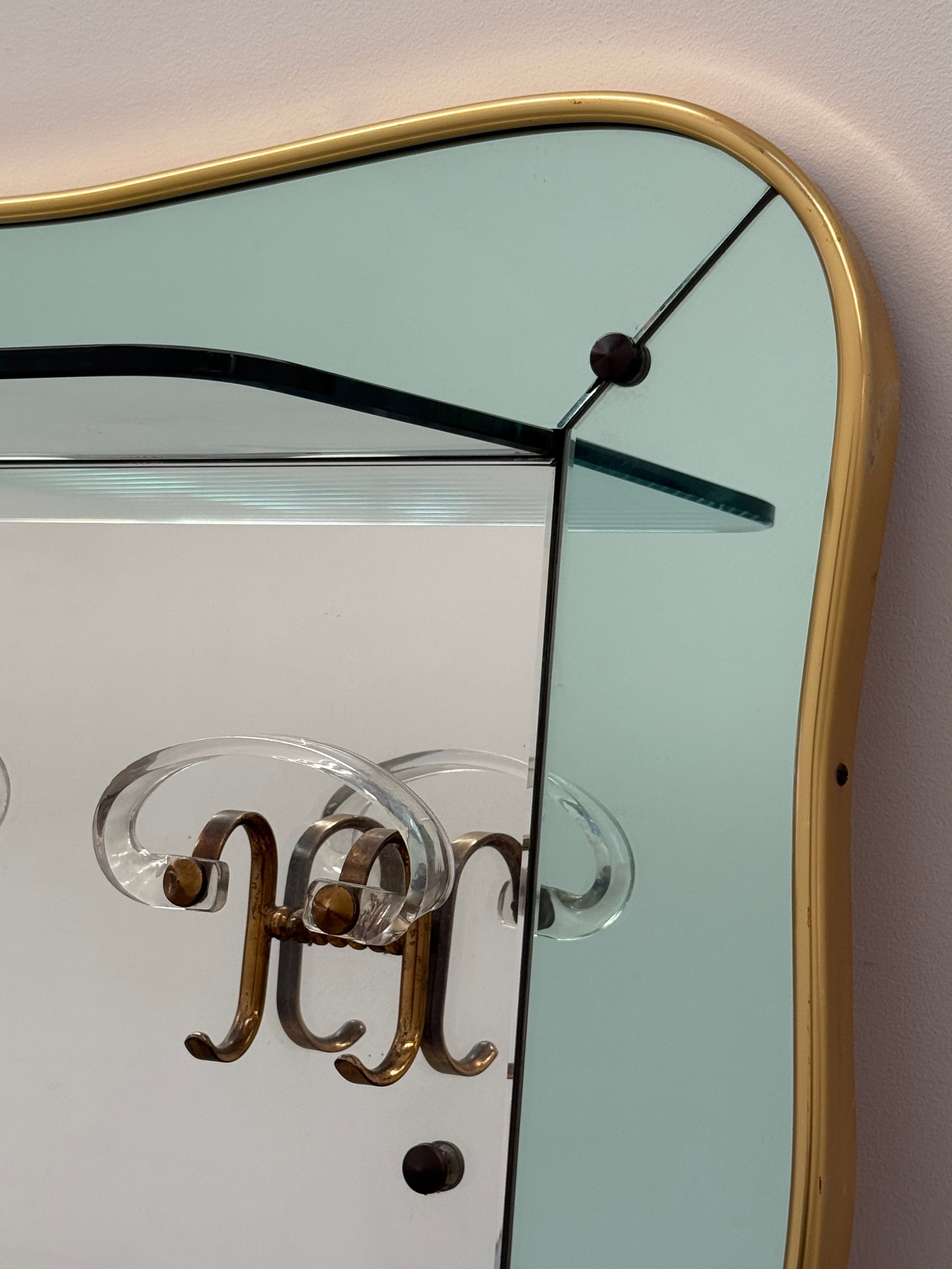 1950’s Italian Mirrored Coat Rack by Cristal Art