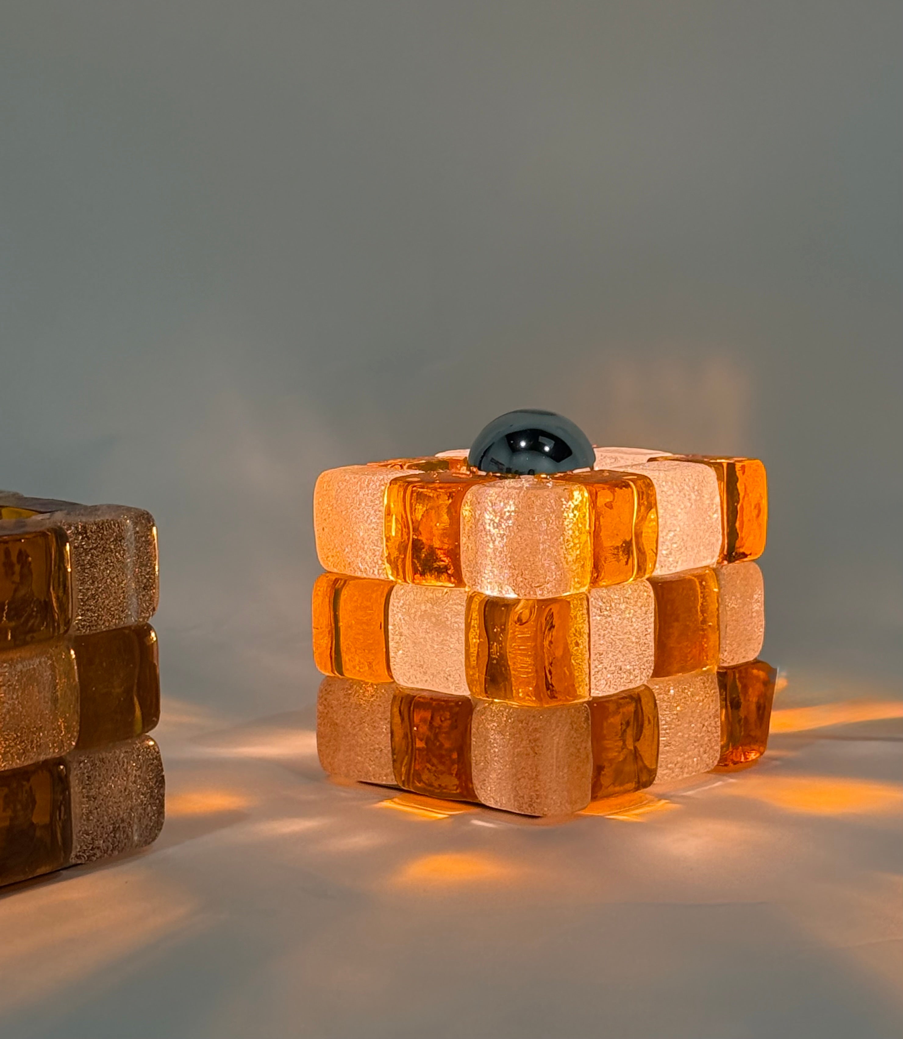 1970’s Murano Cube Table Lamp by Poliarte - Two Available