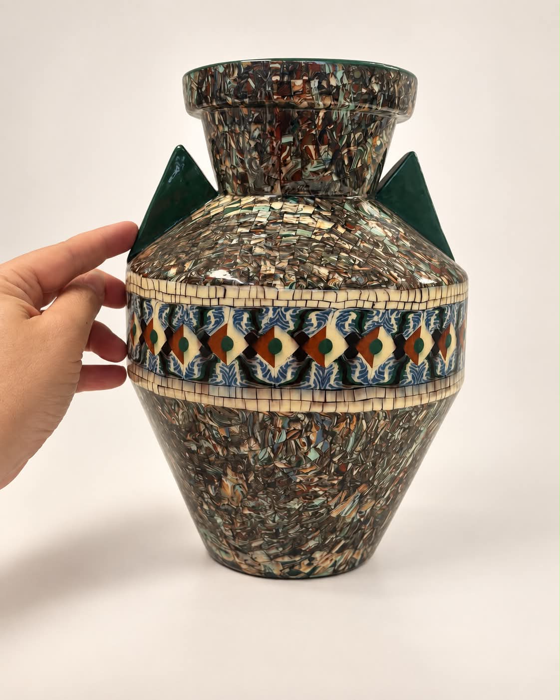 French Ceramic Mosaic Vase by Jean Gerbino, Vallauris
