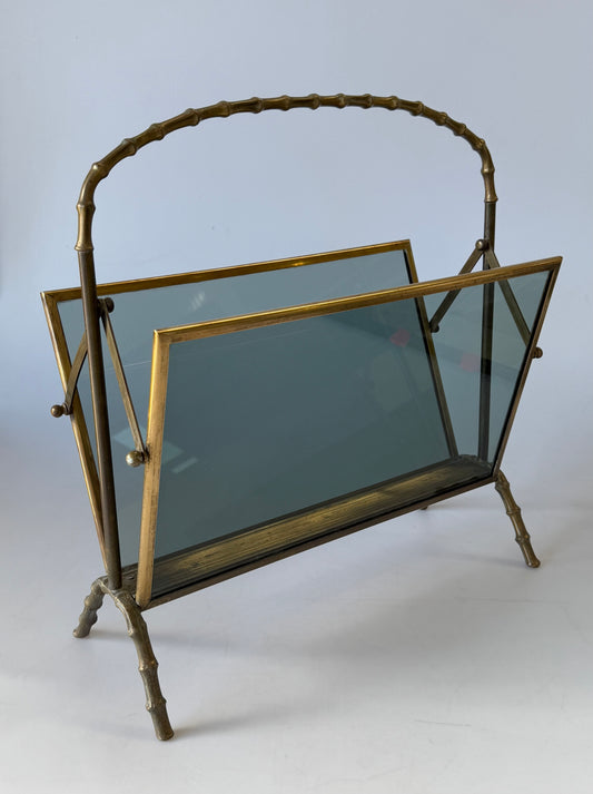 Brass Faux-Bamboo Magazine Rack by
Maison Baguès