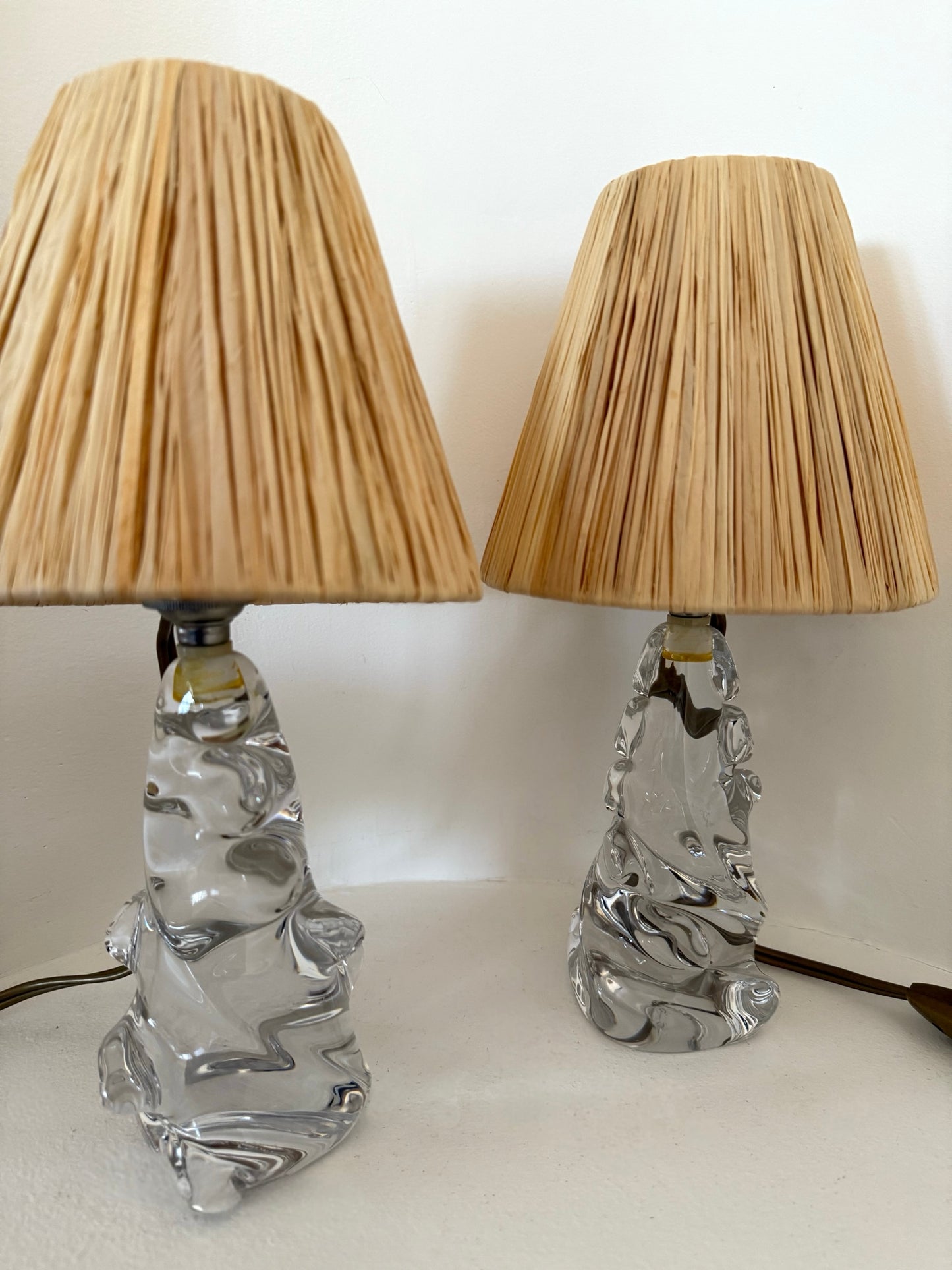 Pair of Antique French Crystal Lamps by Charles Schneider