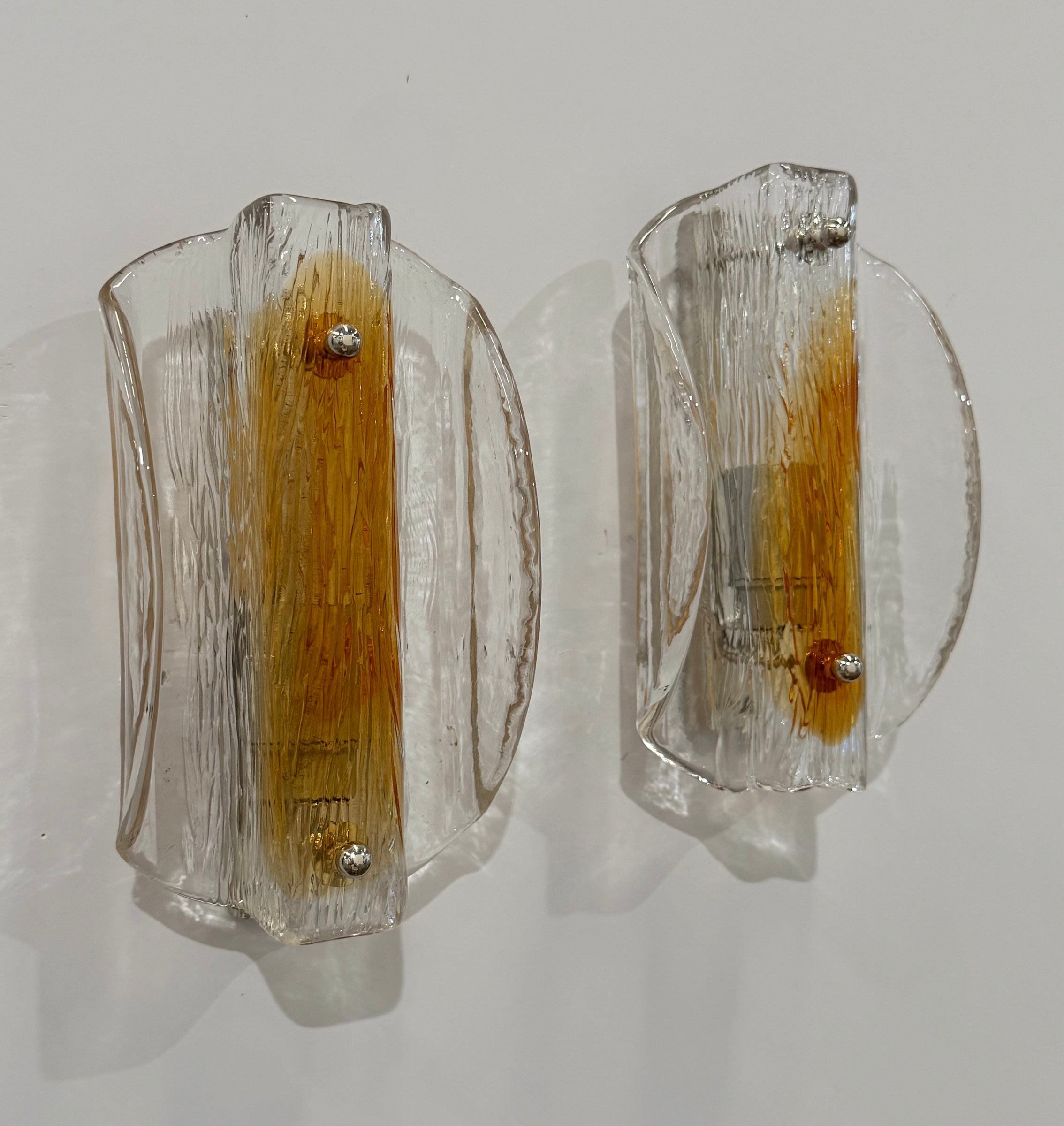 Pair of 1970’s Murano Wall Lights by Mazzega