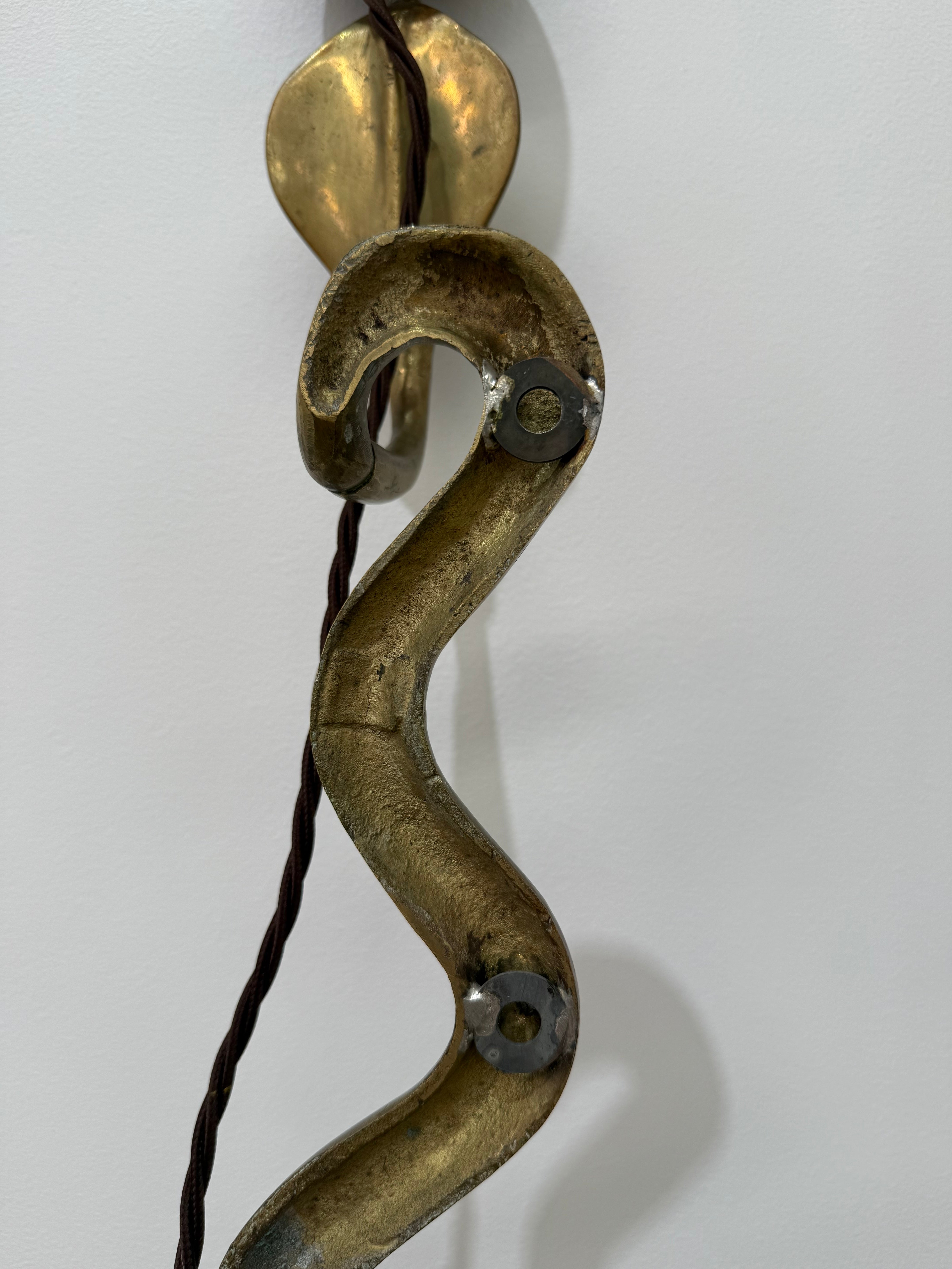 1960’s French Brass Cobra Candle Wall Light - Two Available