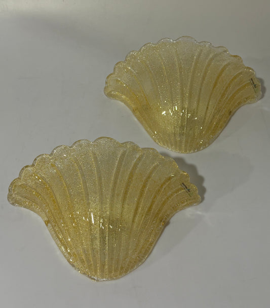 Pair of Murano Glass Shell Wall Lights
