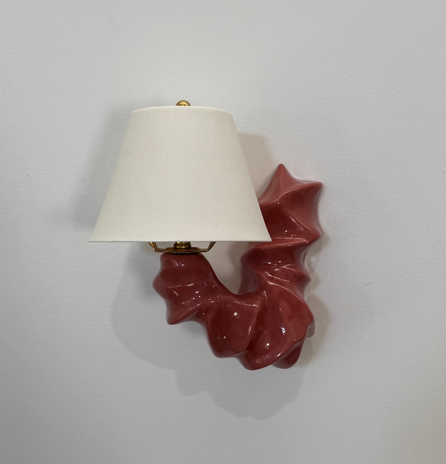Pair of ARCO Ceramic Wall Lights - Bordeaux Red