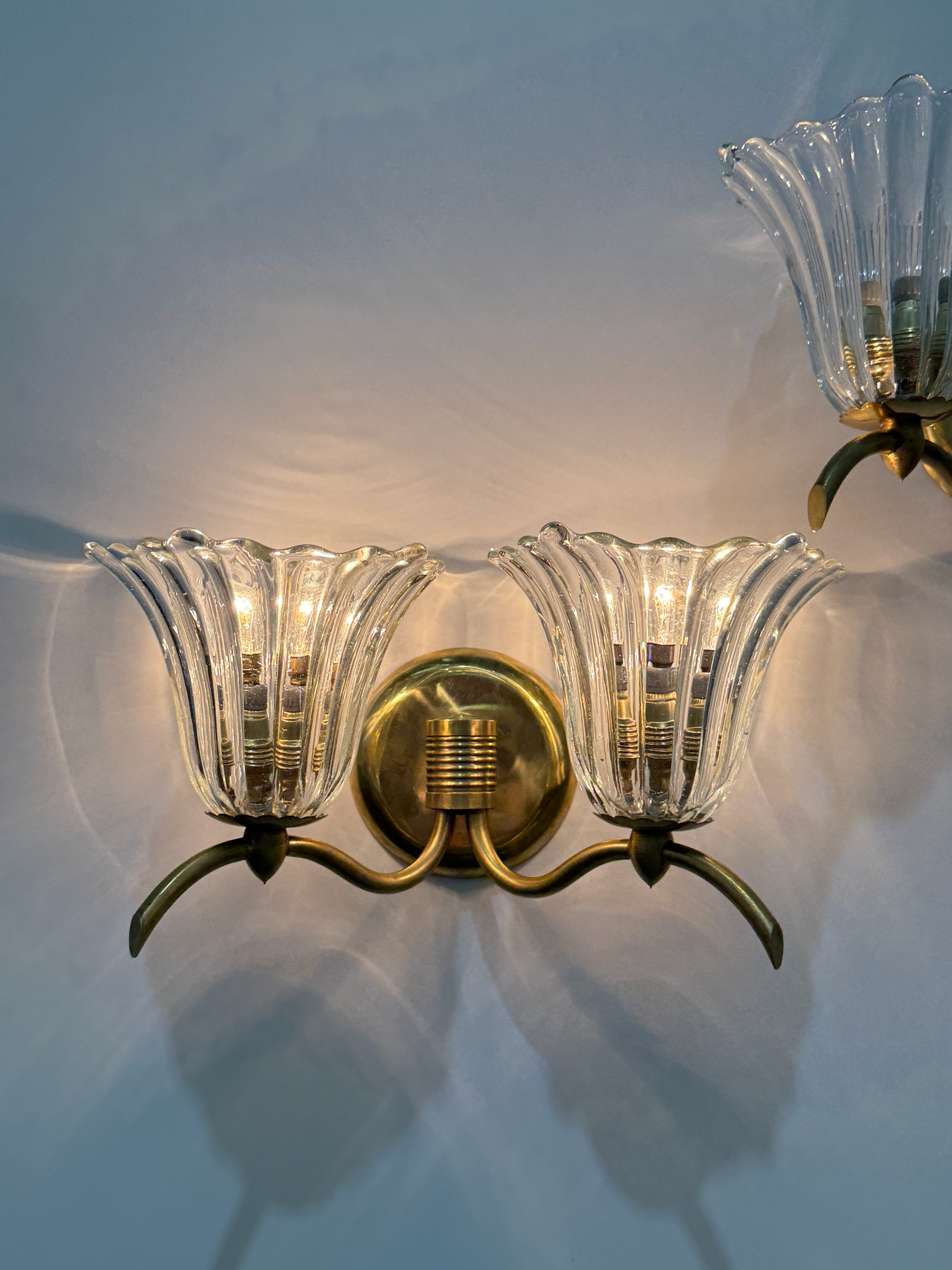 Double Bowl Murano Wall Light by Barovier - Two Available