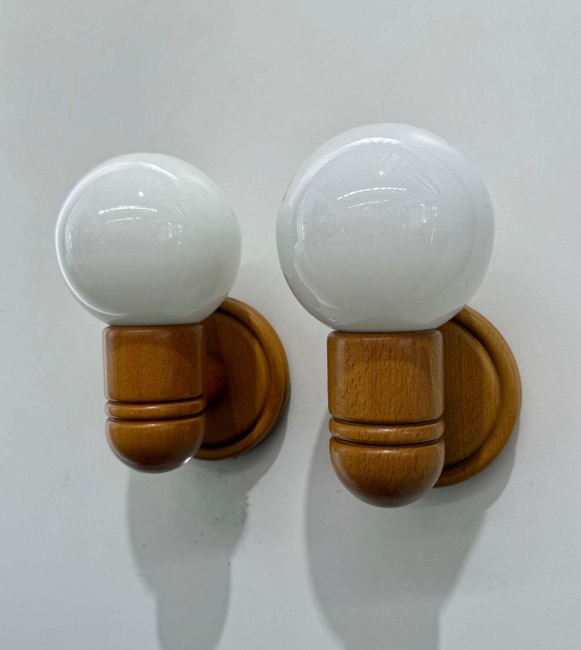 Pair of Scandinavian Pine Wall Lights