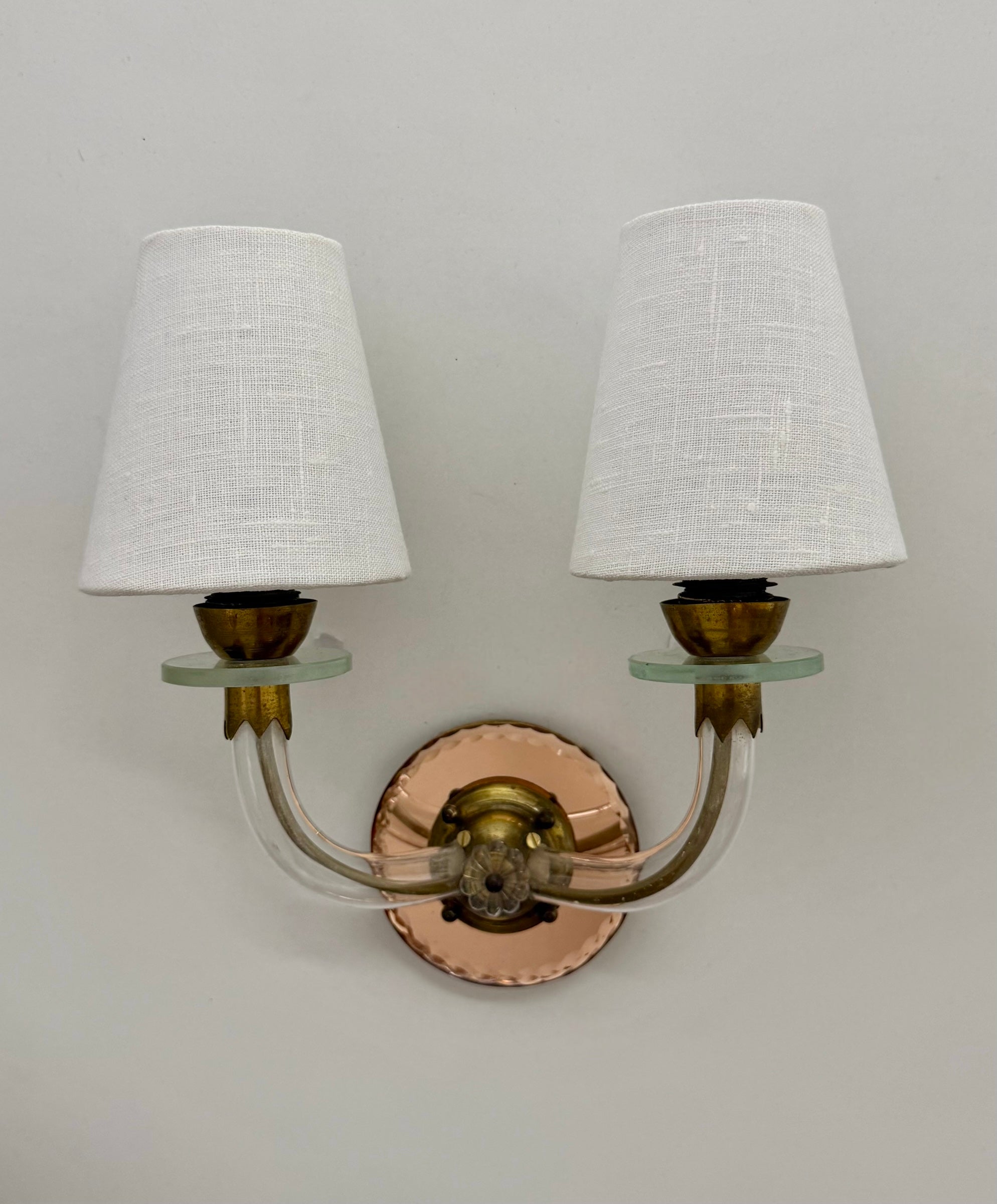 Pair of French Glass Mirrored Wall Lights