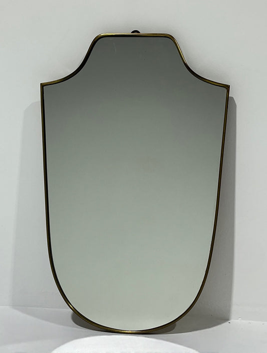 Vintage Italian Brass Shield Mirror