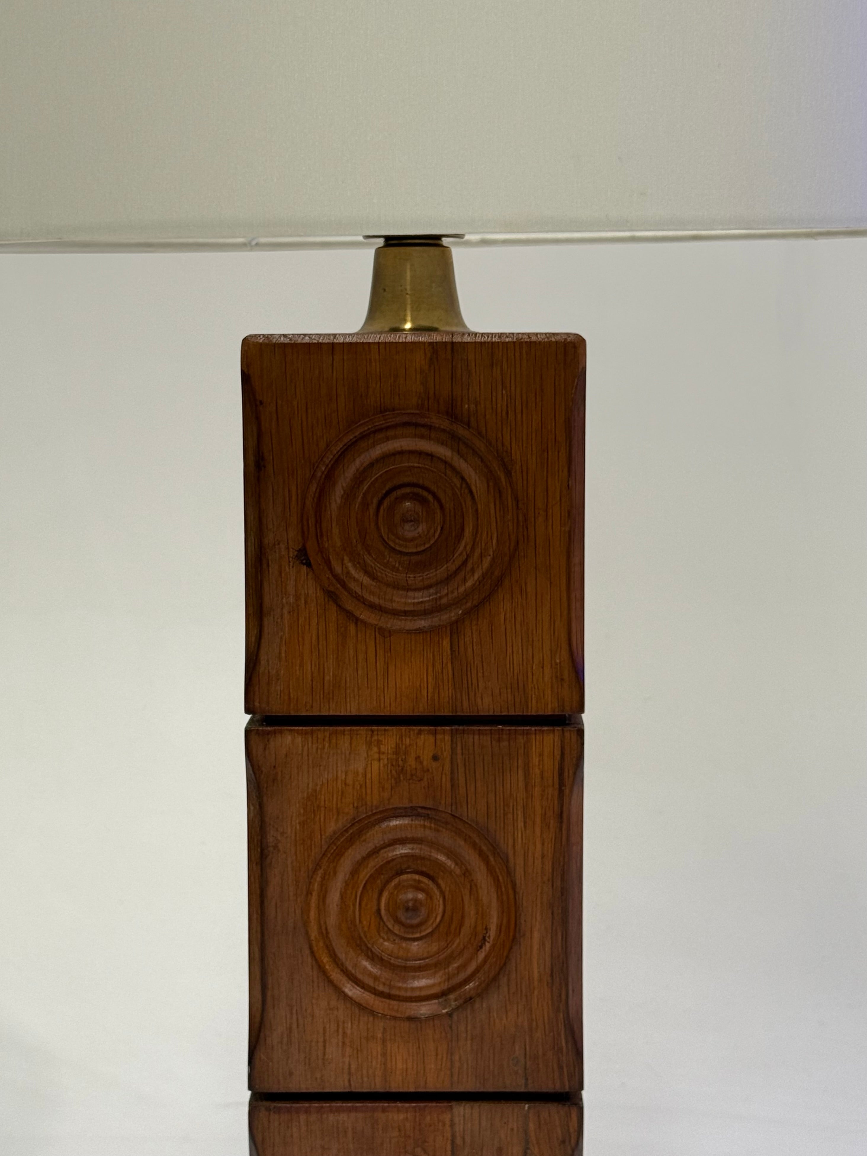 Vintage Carved Timber Table Lamps - Two Available
