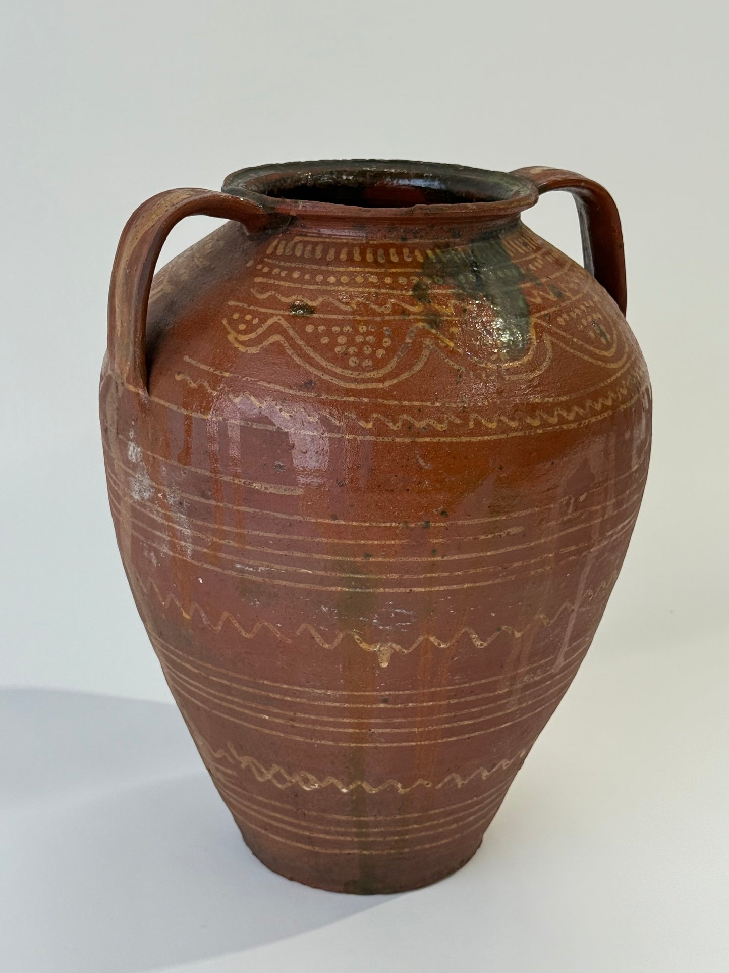 French Hand-painted Terracotta Vase