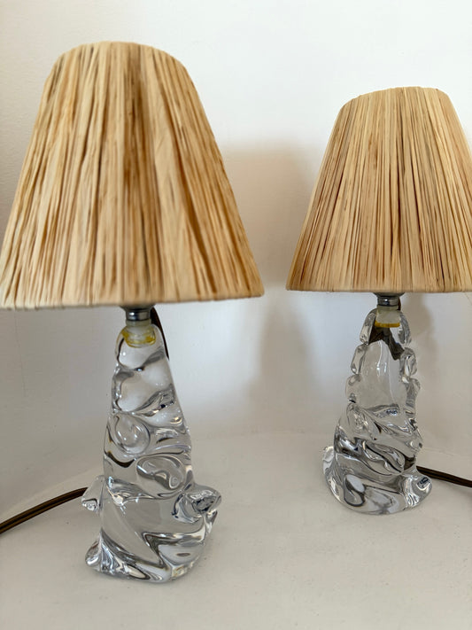 Pair of Antique French Crystal Lamps by Charles Schneider