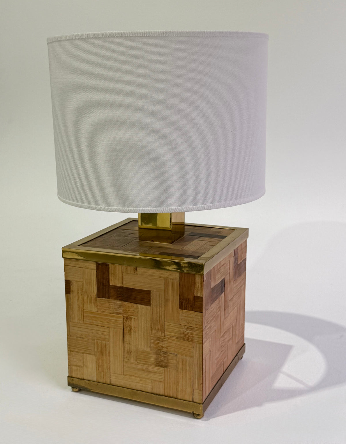 Vintage Italian Bamboo & Brass Lamp