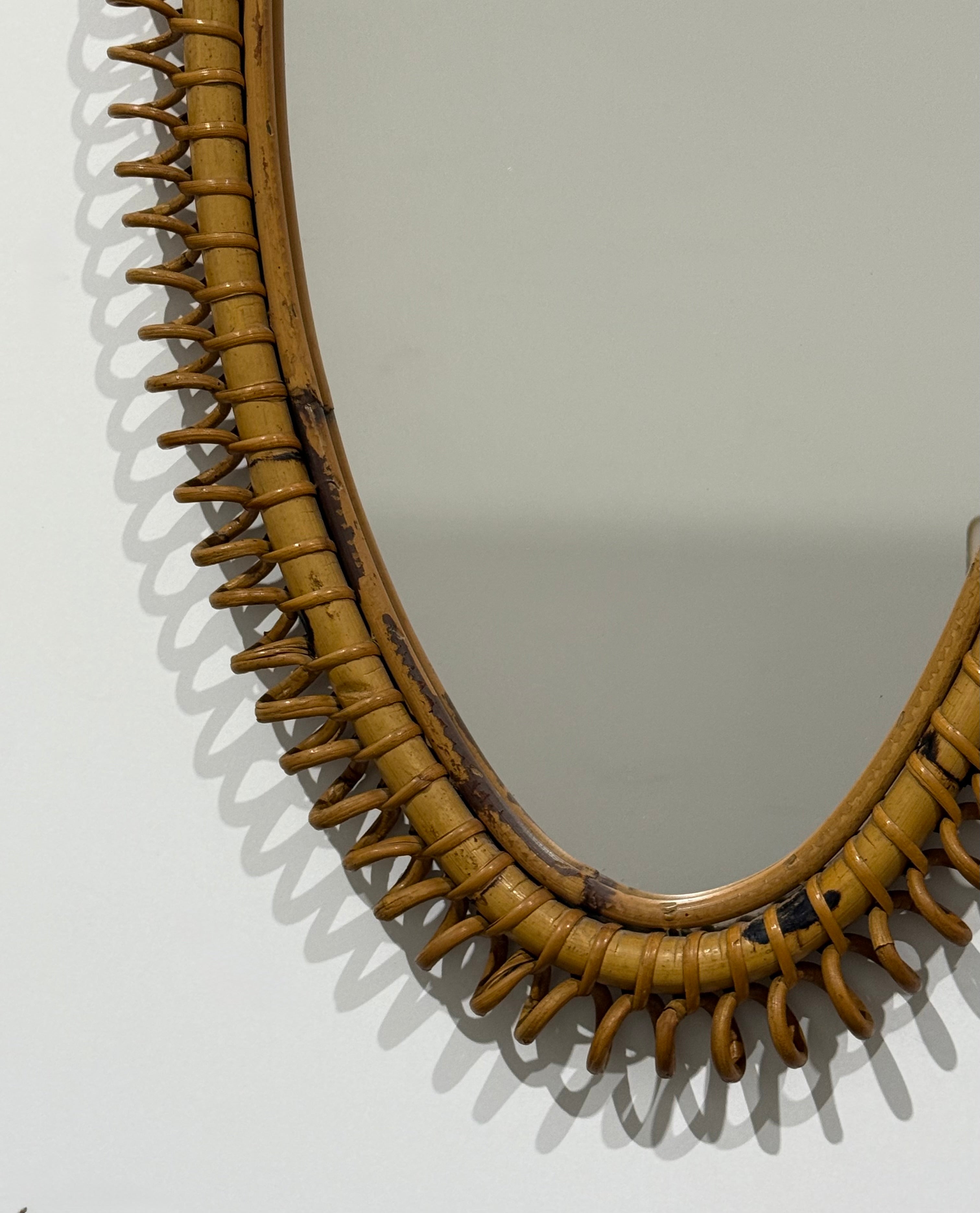 Large Italian Bamboo Mirror by Franco Albini