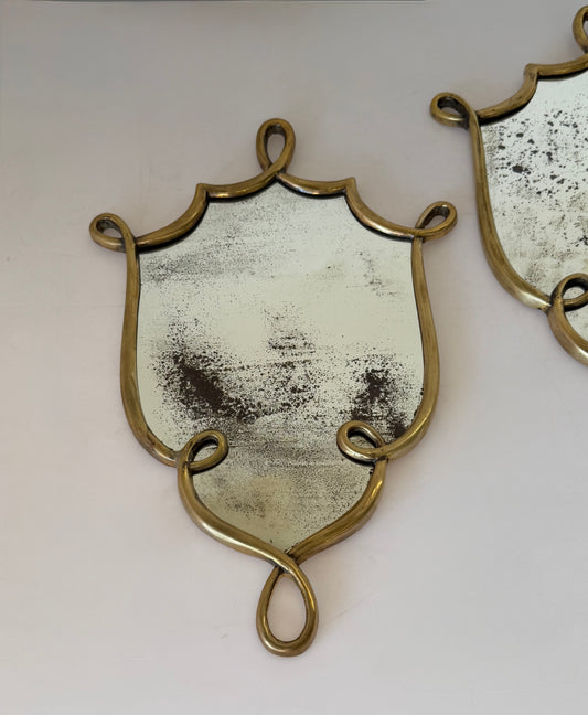 Vintage Italian Brass Ponti Style Mirror - One Available