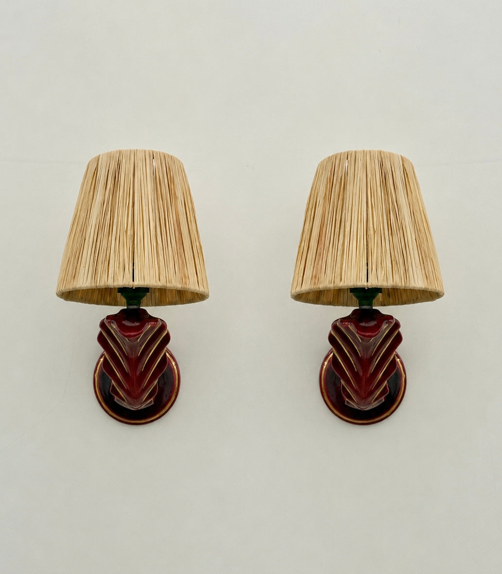 Pair of 1940’s French Ceramic Wall Lights