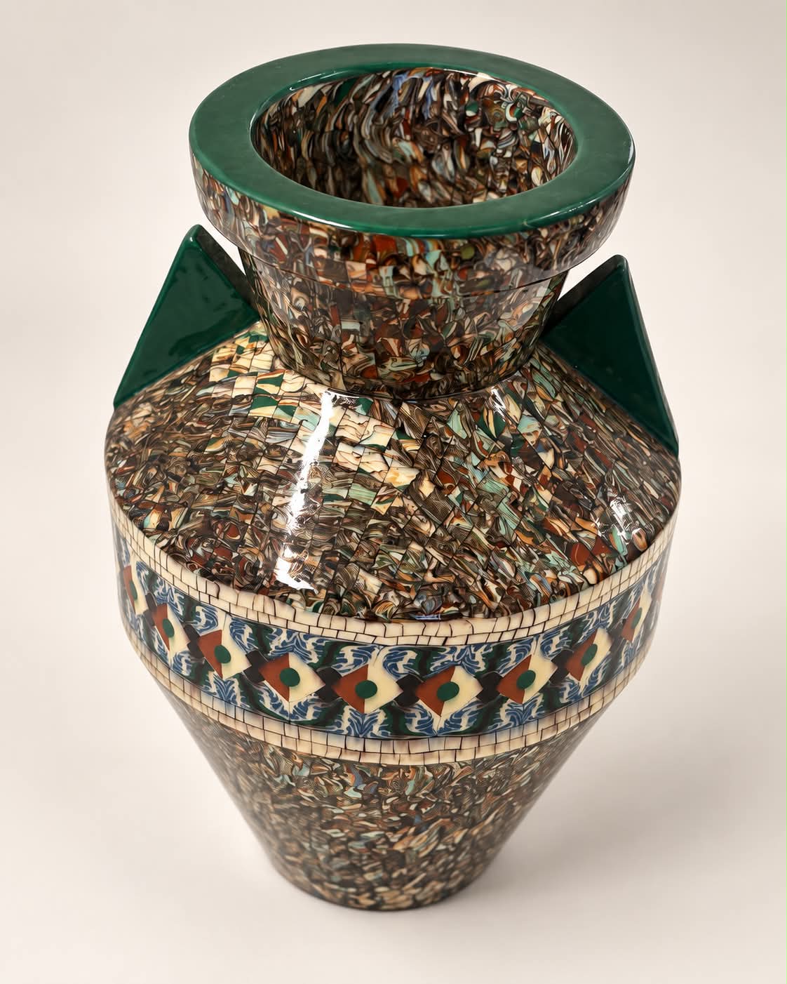 French Ceramic Mosaic Vase by Jean Gerbino, Vallauris