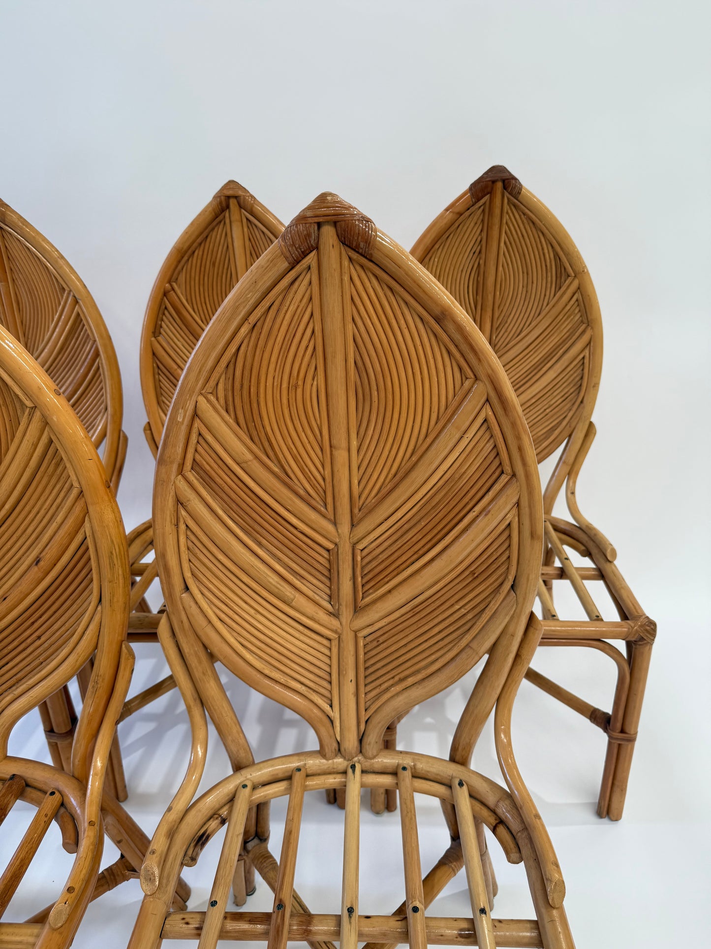 Set of Six Vintage French Bamboo Dining Chairs