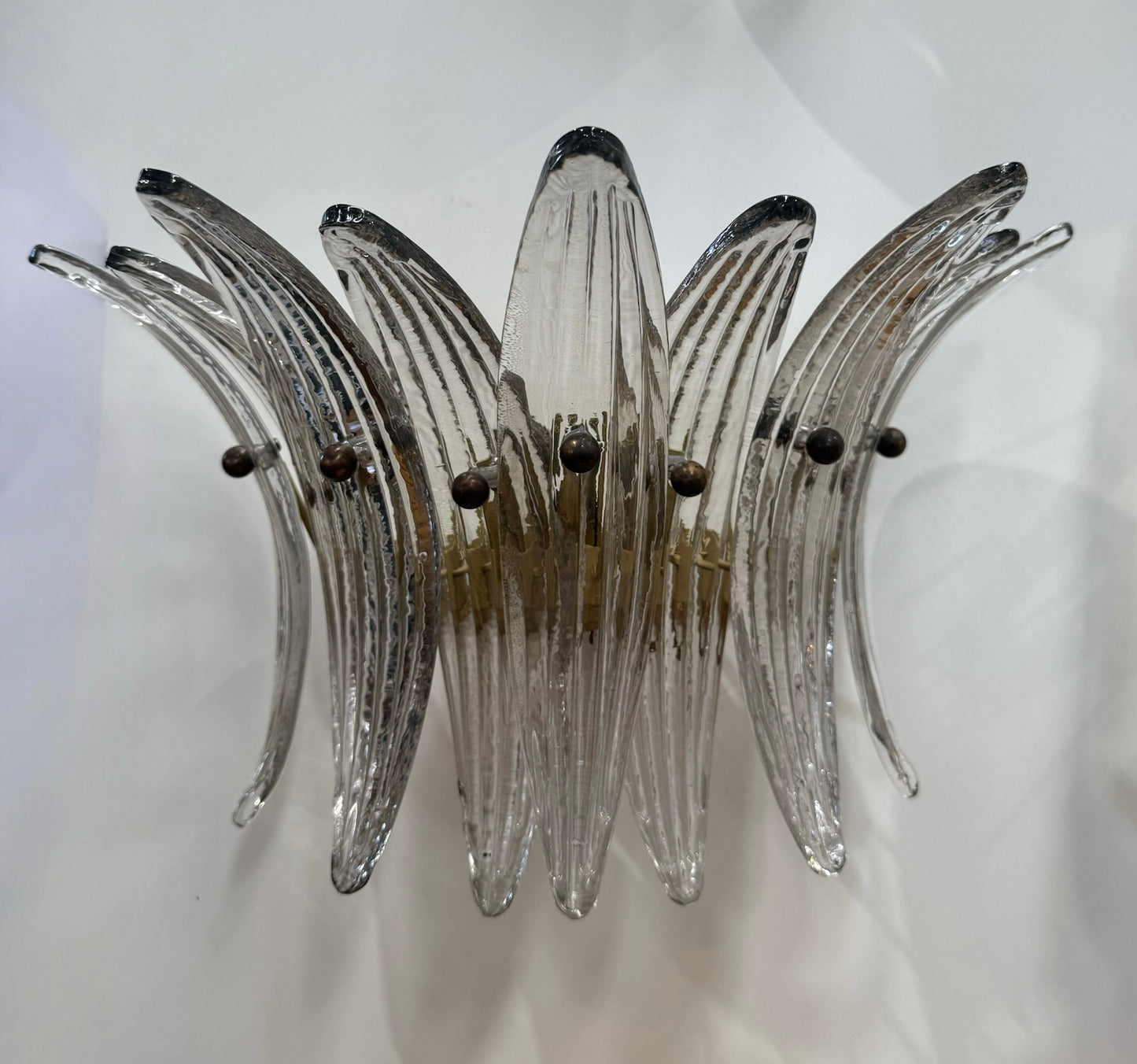 Pair of Murano Smoked Glass Palmette Wall Lights