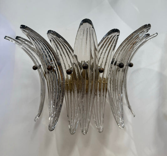 Pair of Murano Smoked Glass Palmette Wall Lights