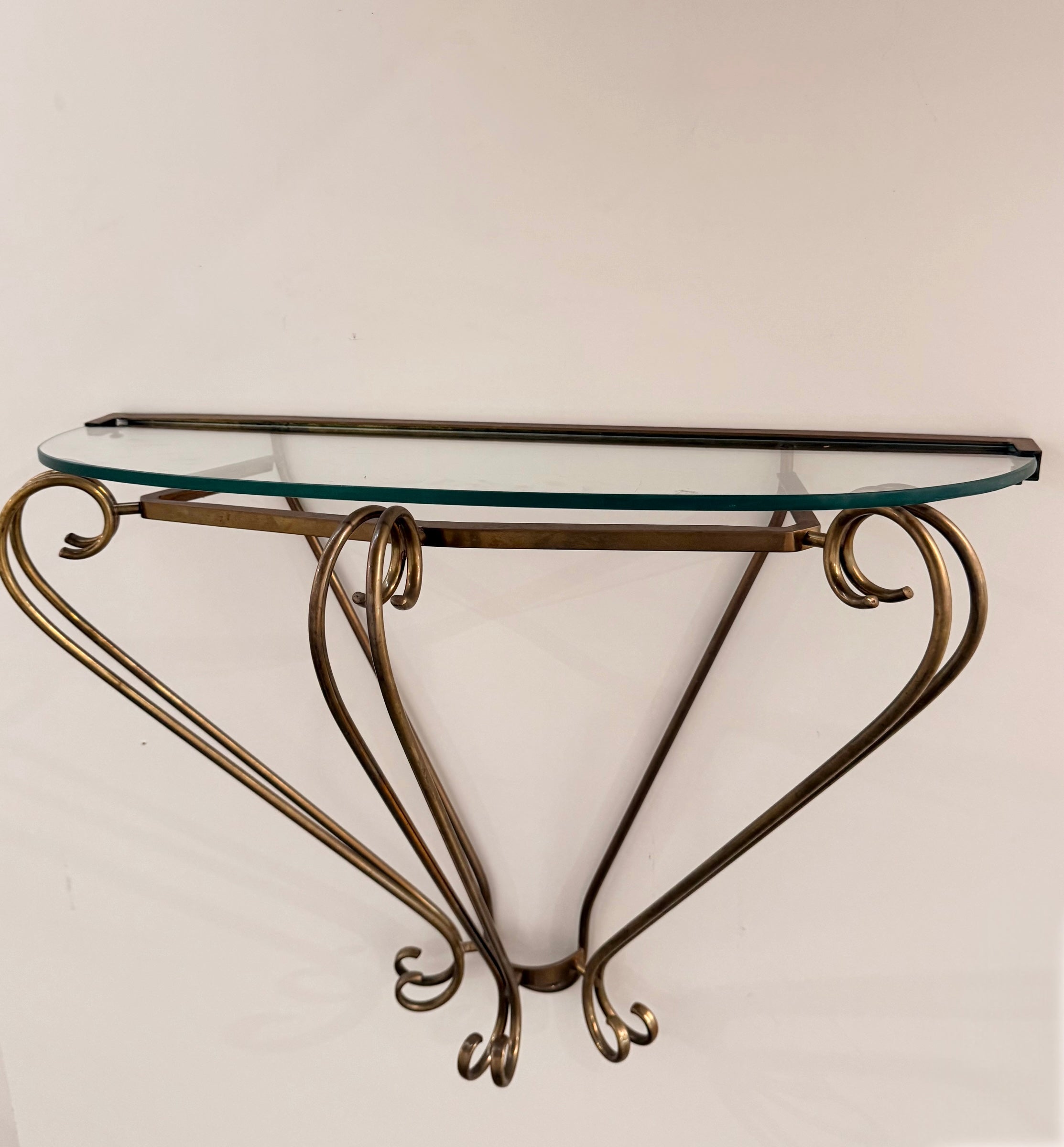 Italian Brass and Glass Console