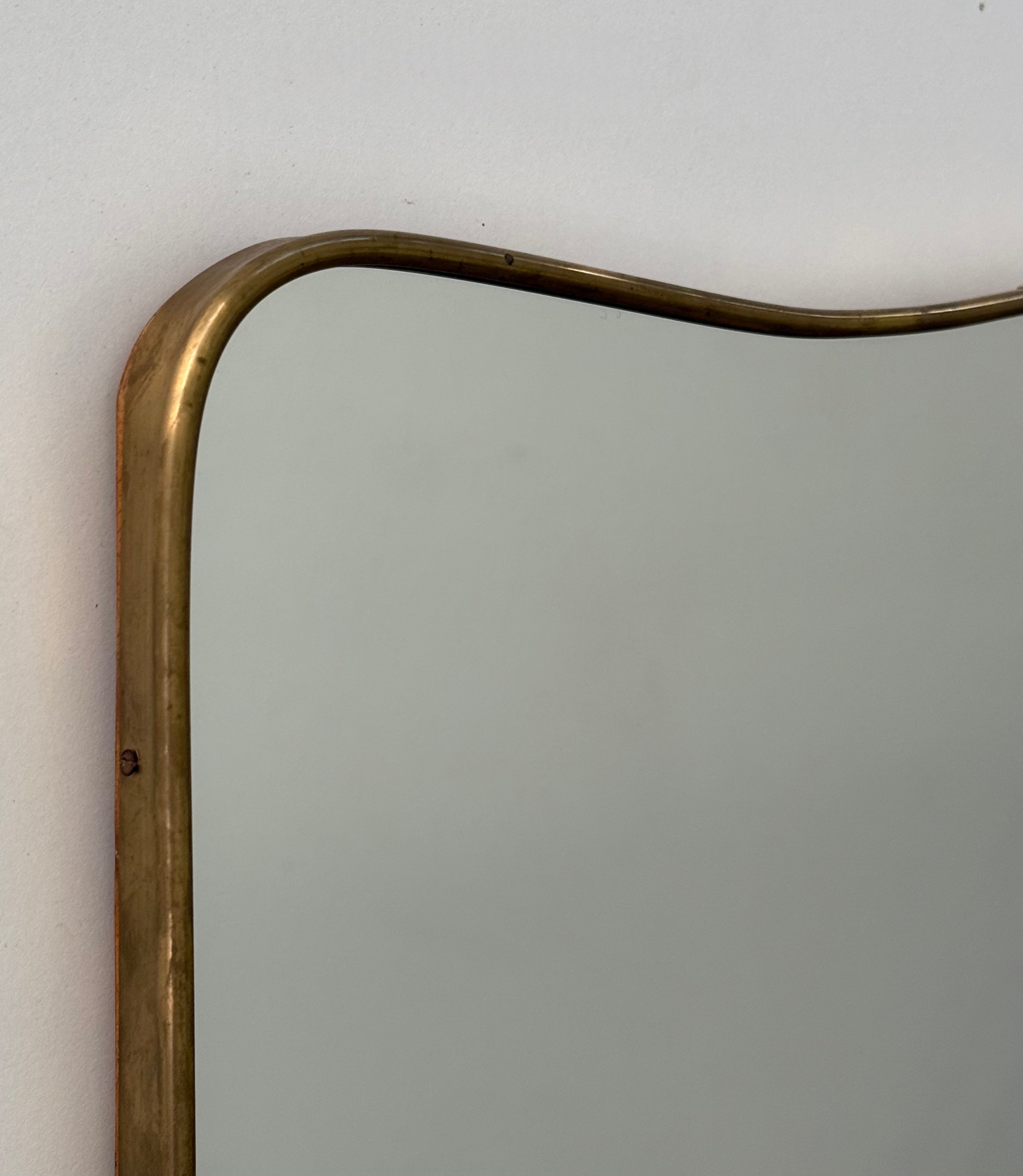 Vintage Italian Brass Shield Mirror