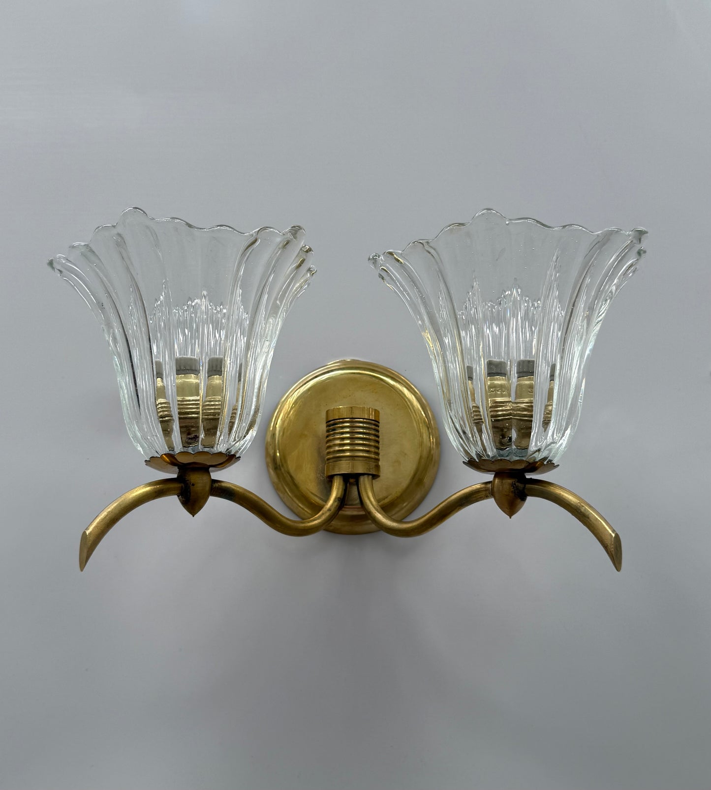 Double Bowl Murano Wall Light by Barovier - Two Available