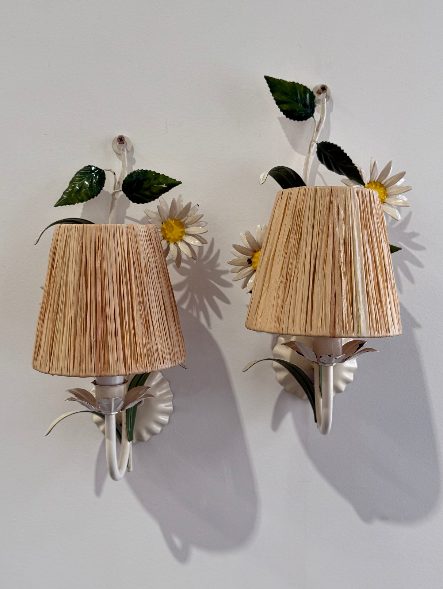 Pair of 1950’s French Floral Wall Lights