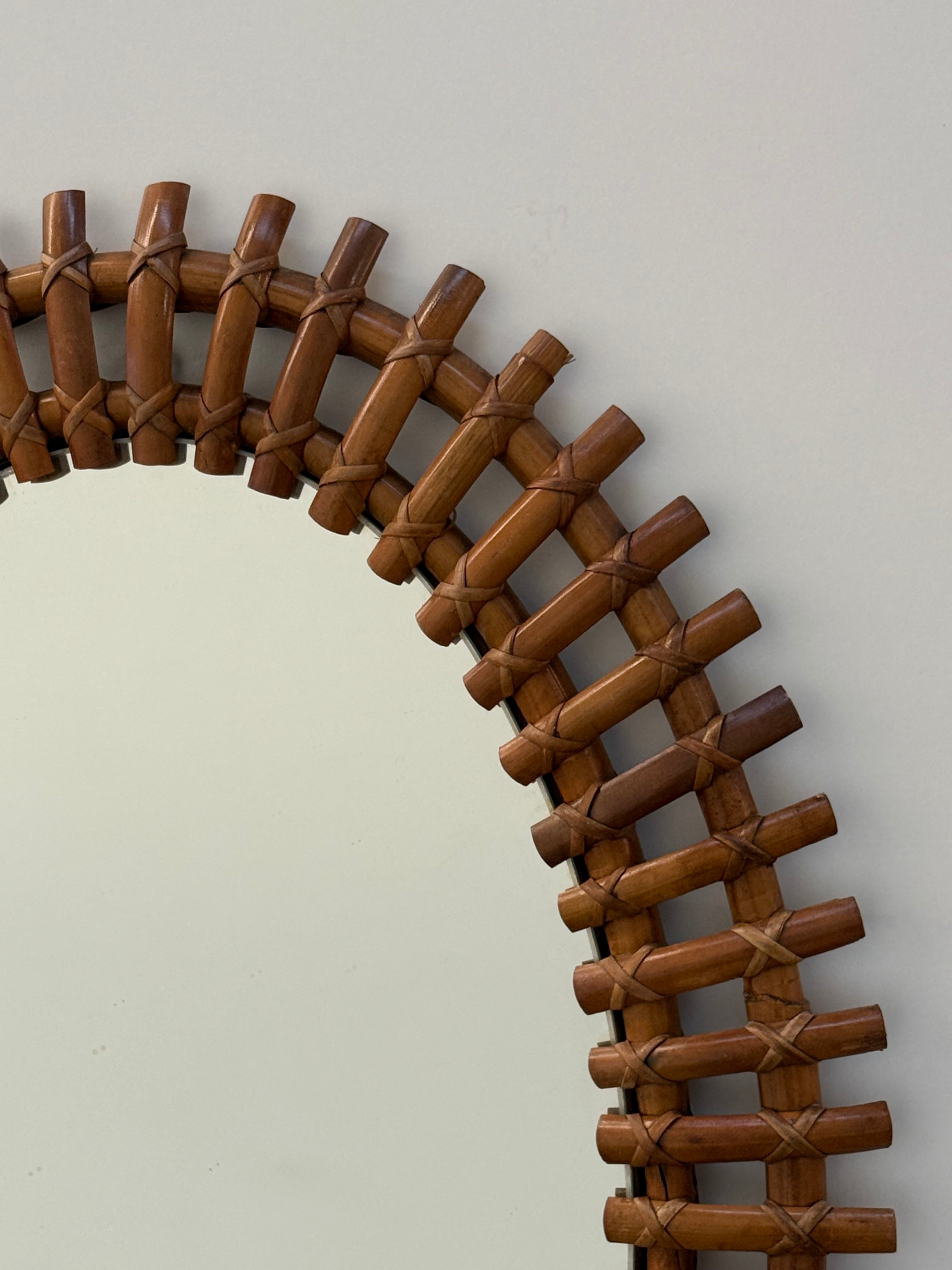 Italian Bamboo Mirror by Olaf Von Bohr for Bonacina