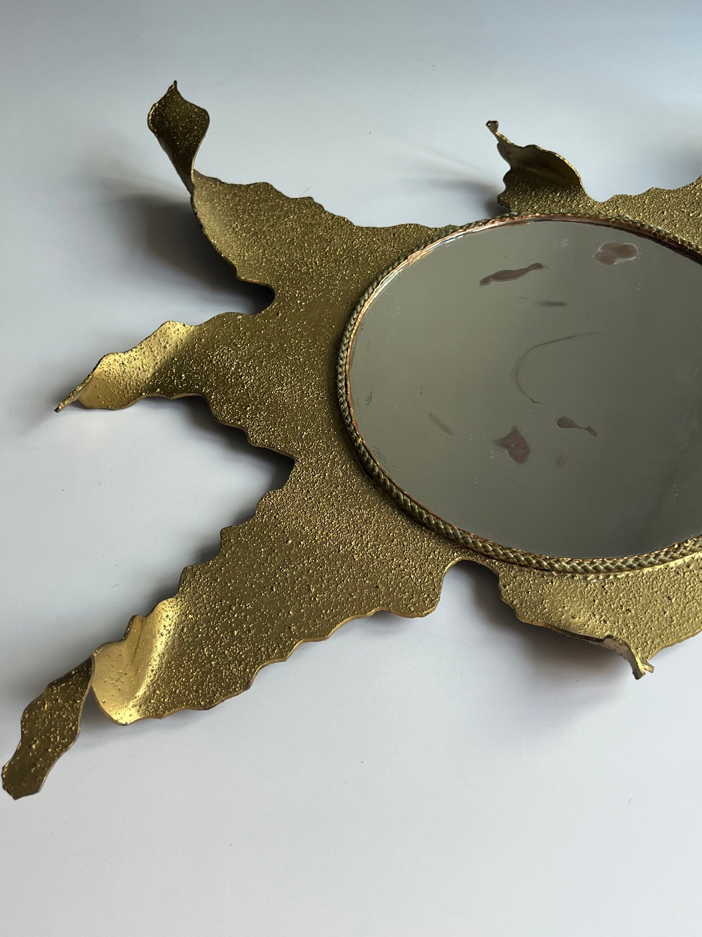 French Brutalist Sunburst Mirror